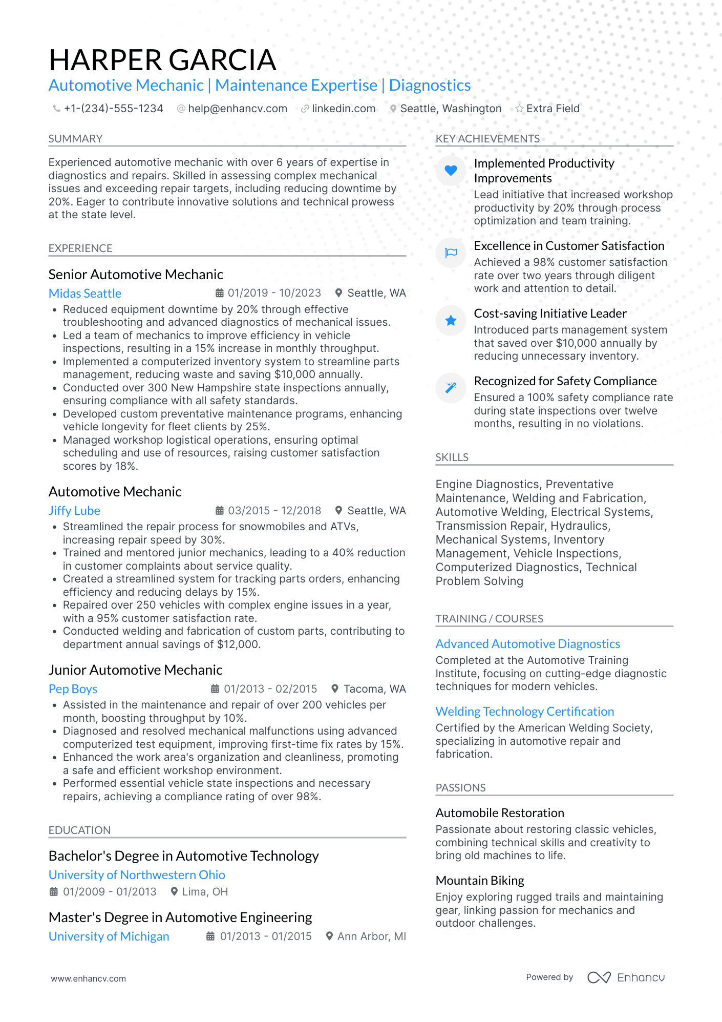 Apprentice Mechanic Resume Example