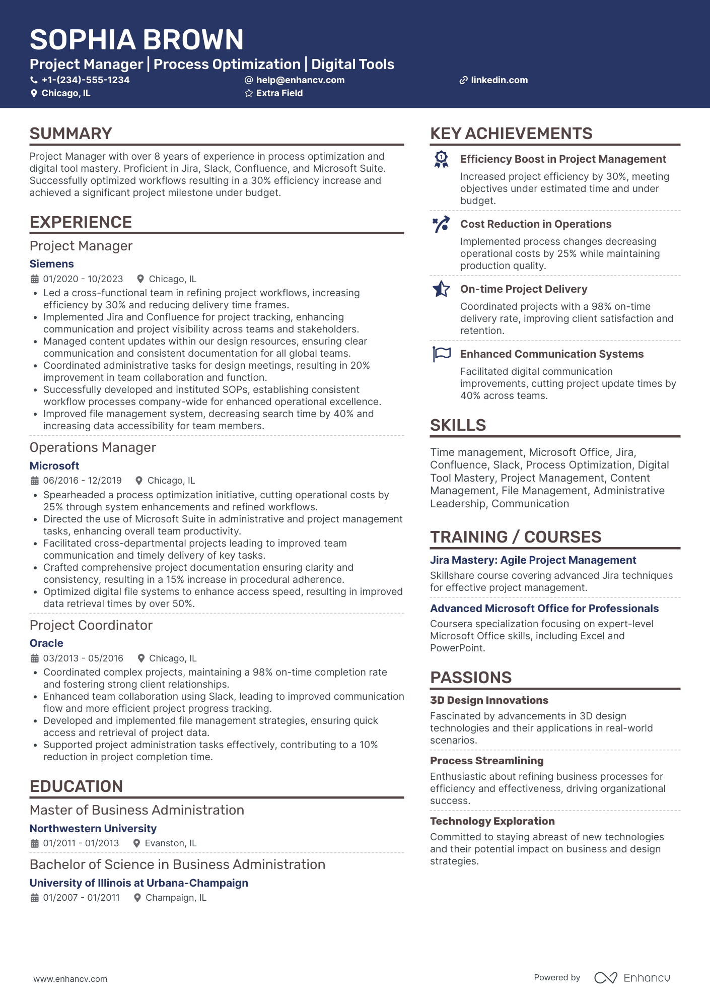 Benefits Project Manager Resume Example