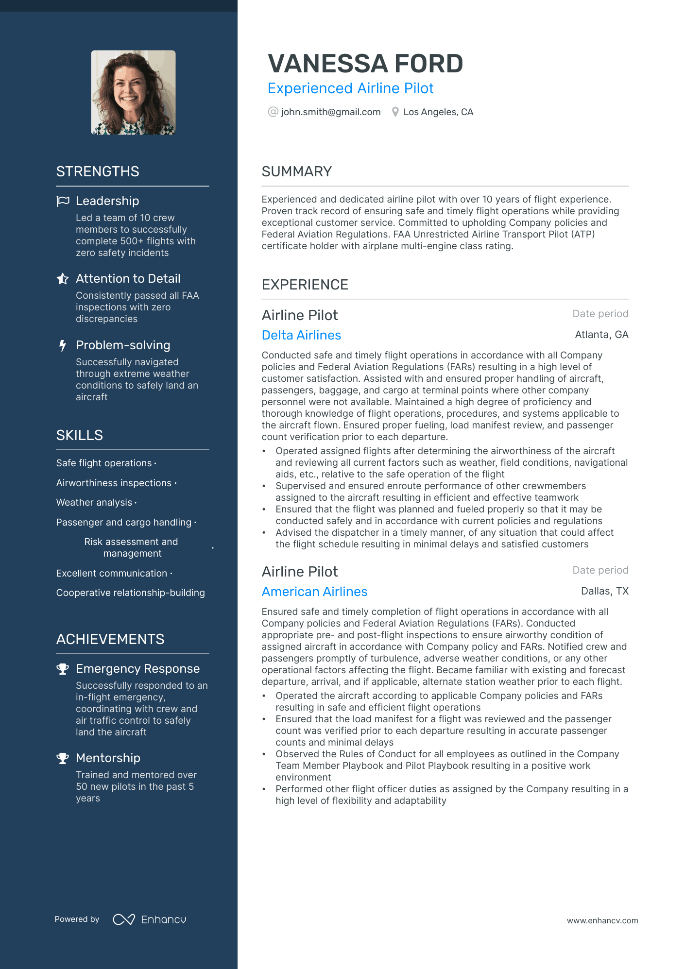 4 Pilot Resume Examples & Guide for 2024