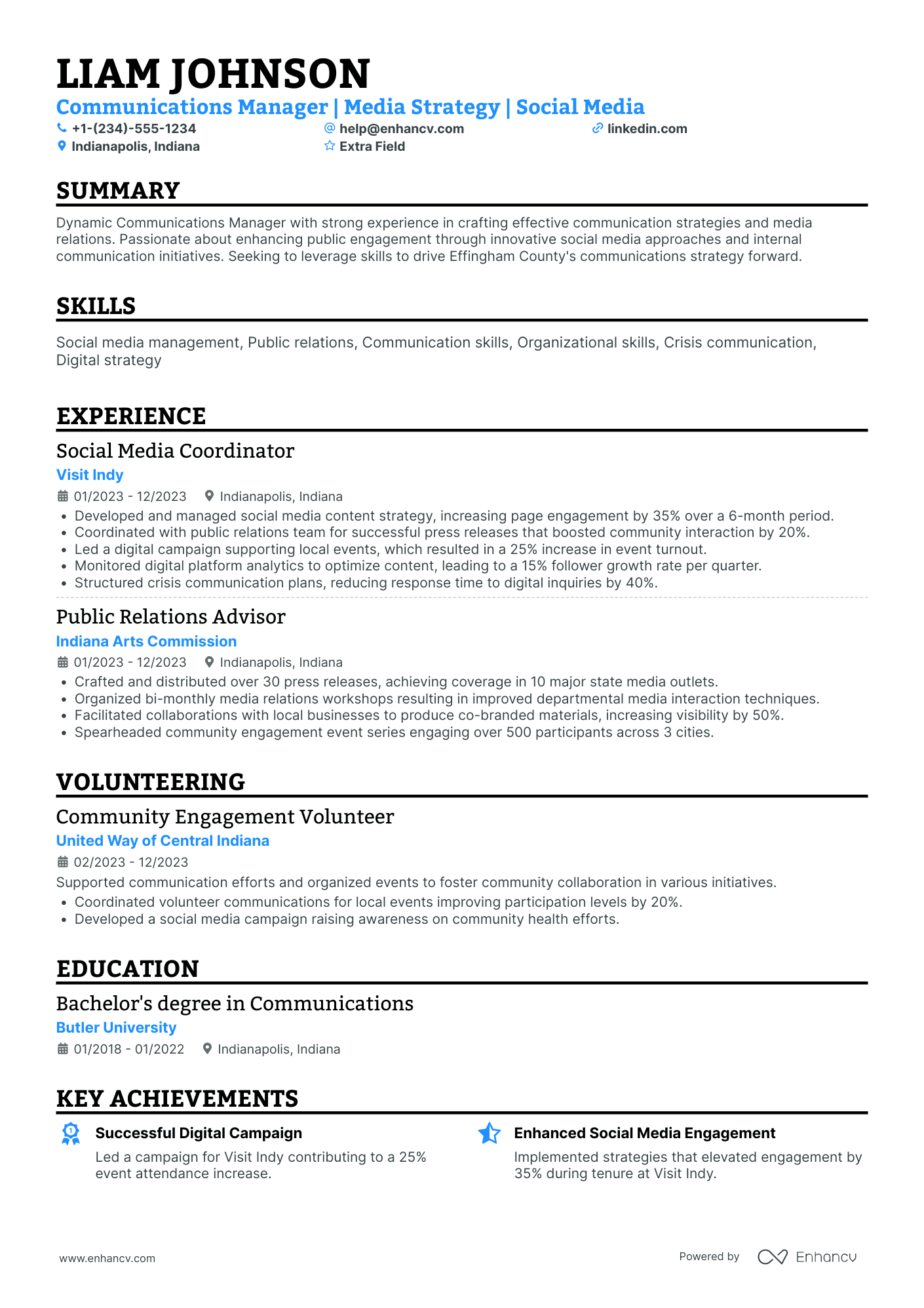 Internal Communications Manager Resume Example