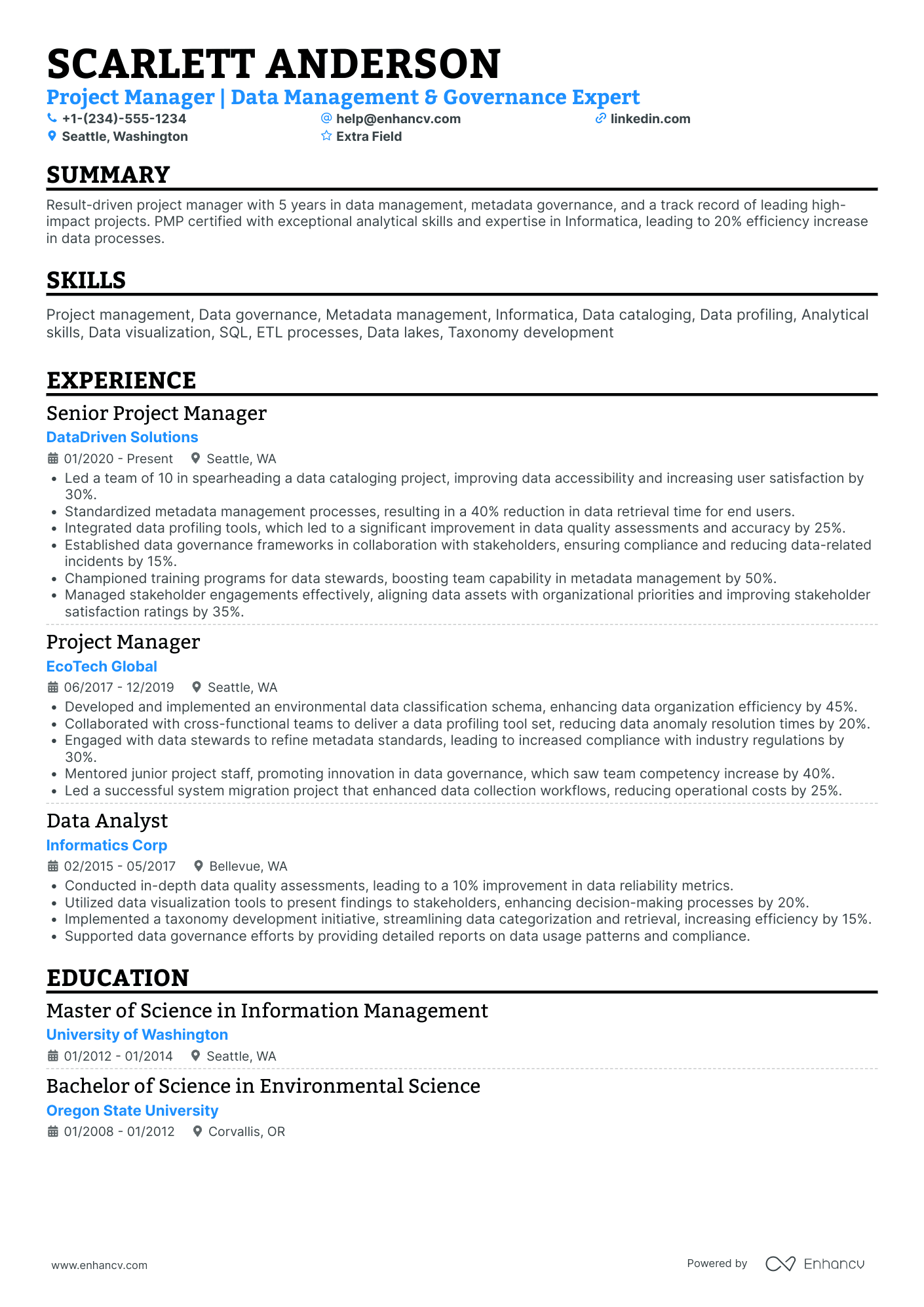 Freelance IT Project Manager Resume Example