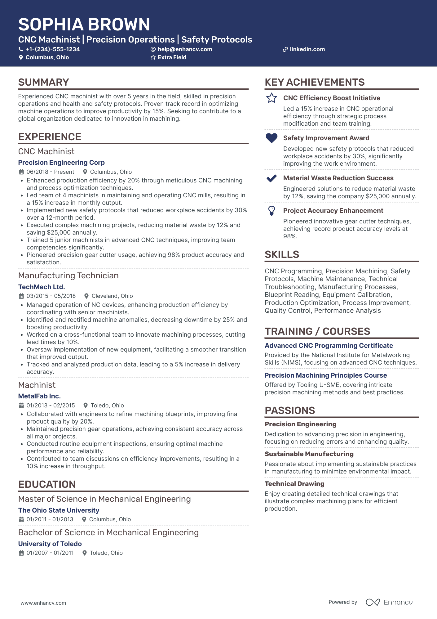 Apprentice Machinist Resume Example