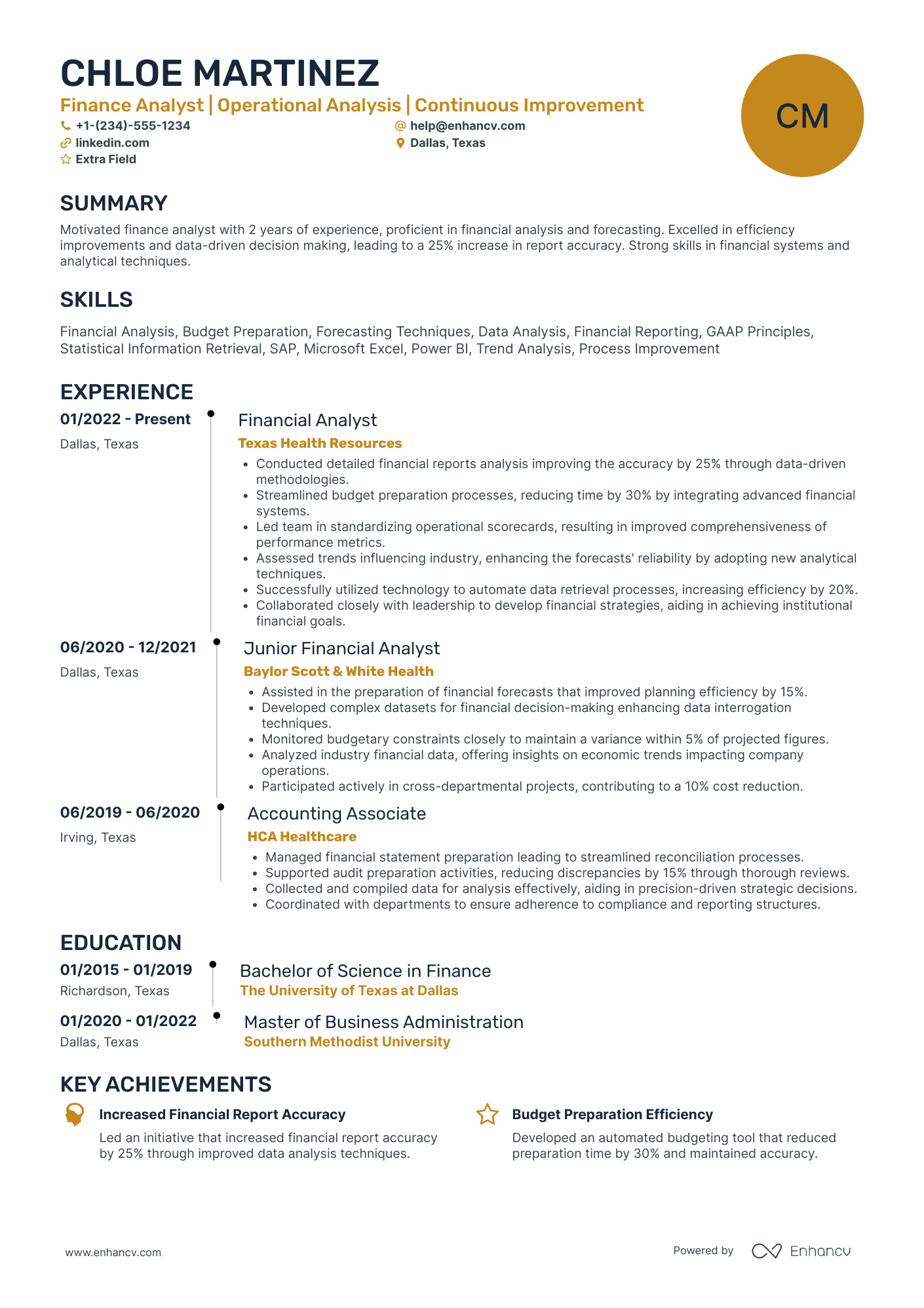 CPA Financial Planner Resume Example