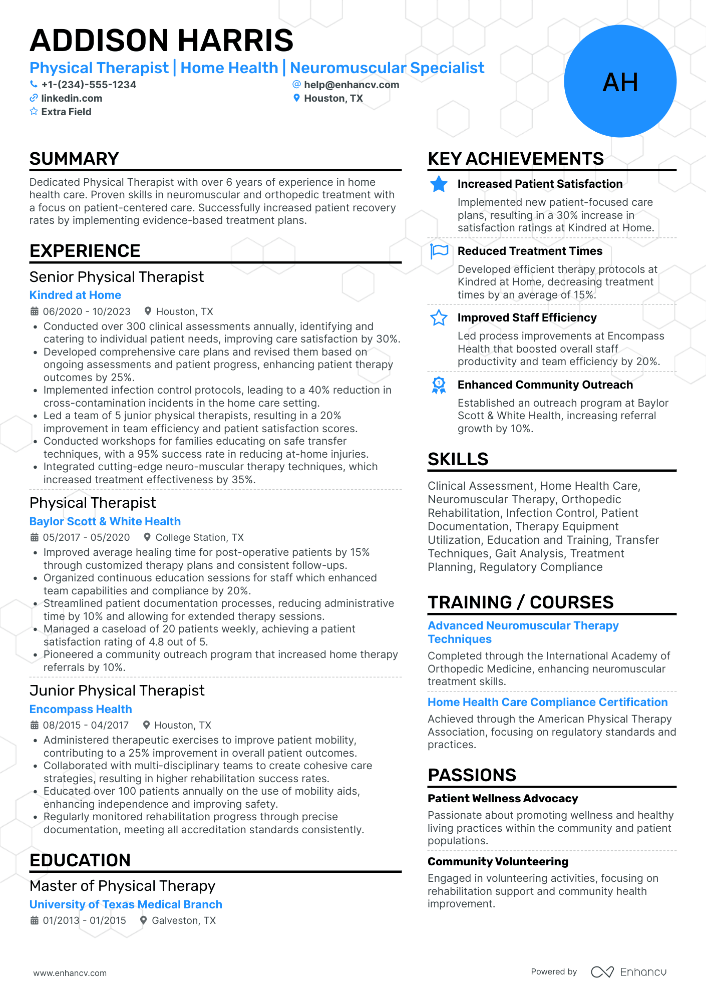 Home Health Physical Therapist Resume Example