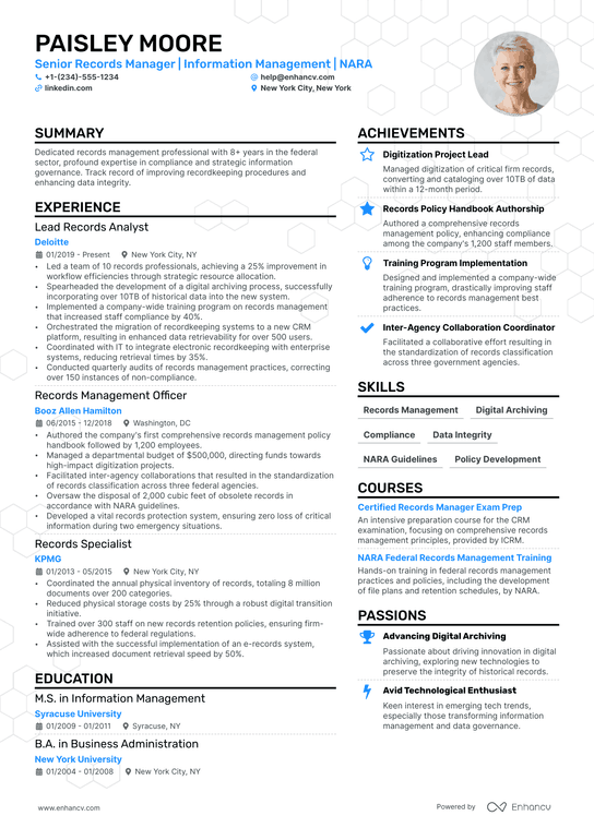 Records Manager Resume Example