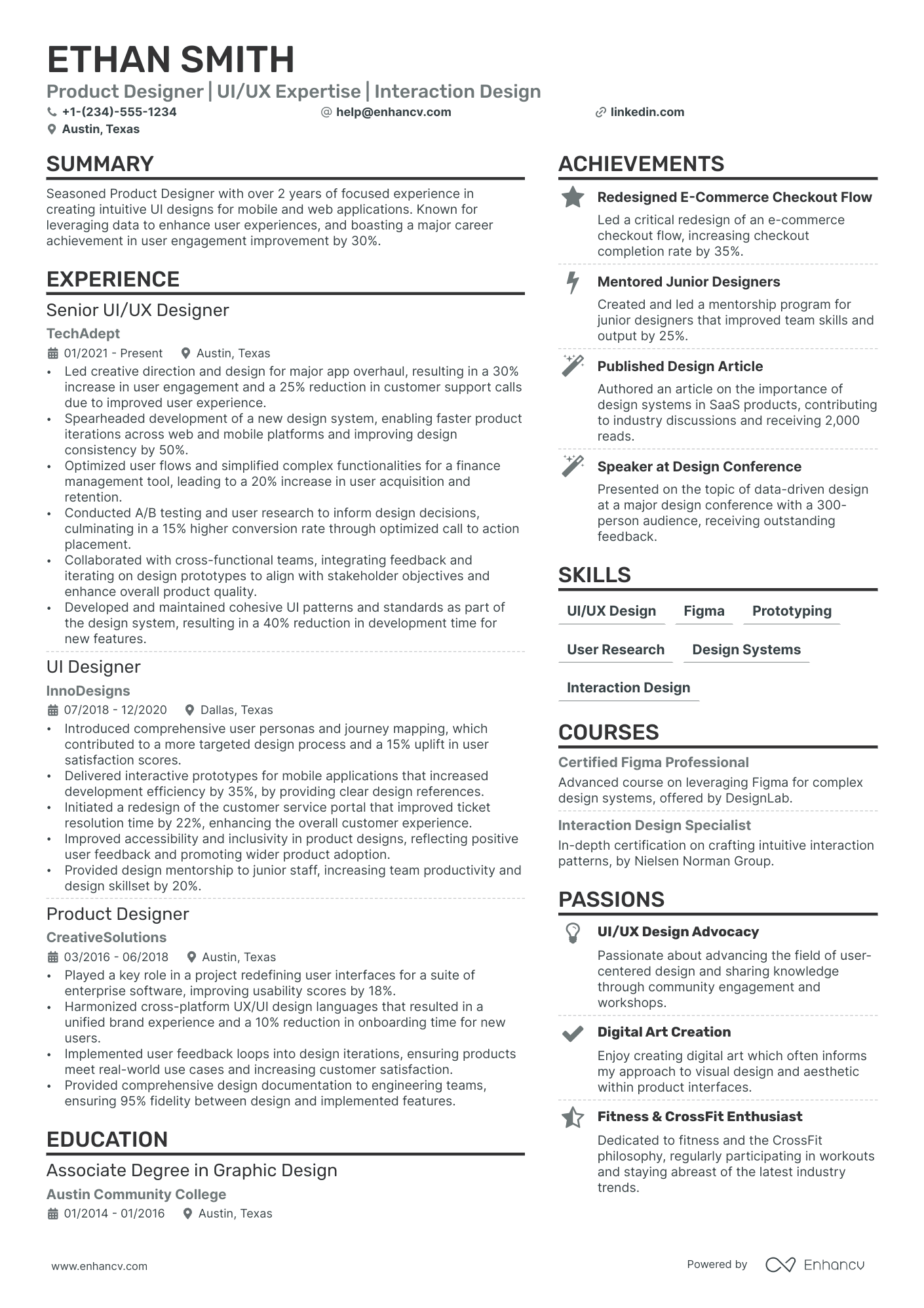 Product Designer Resume Example