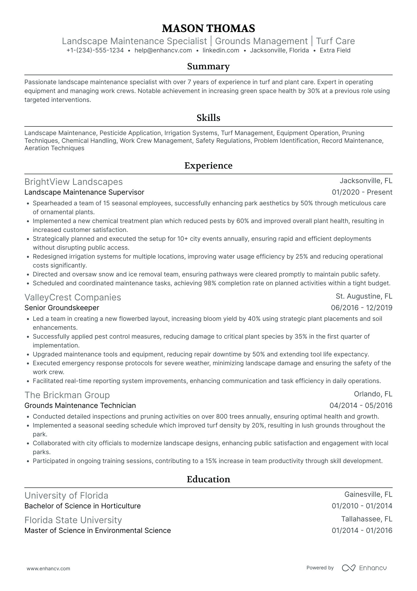 Landscaping Maintenance Worker Resume Example