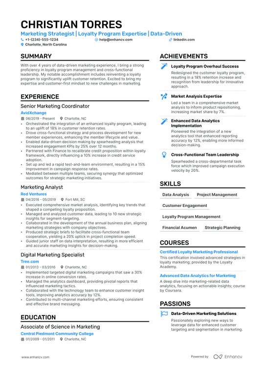 Assistant Marketing Manager Resume Example