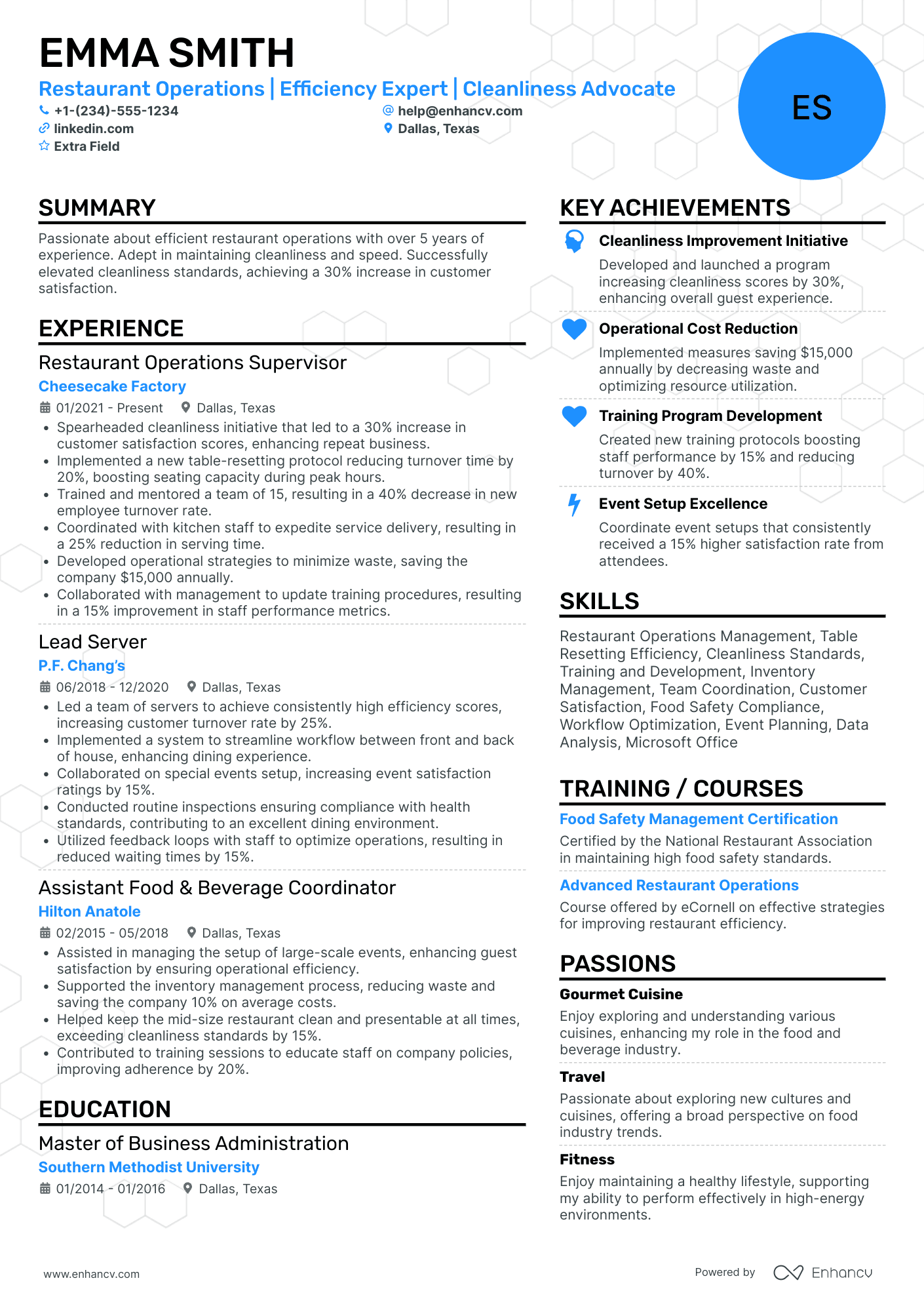 Busser Supervisor Resume Example