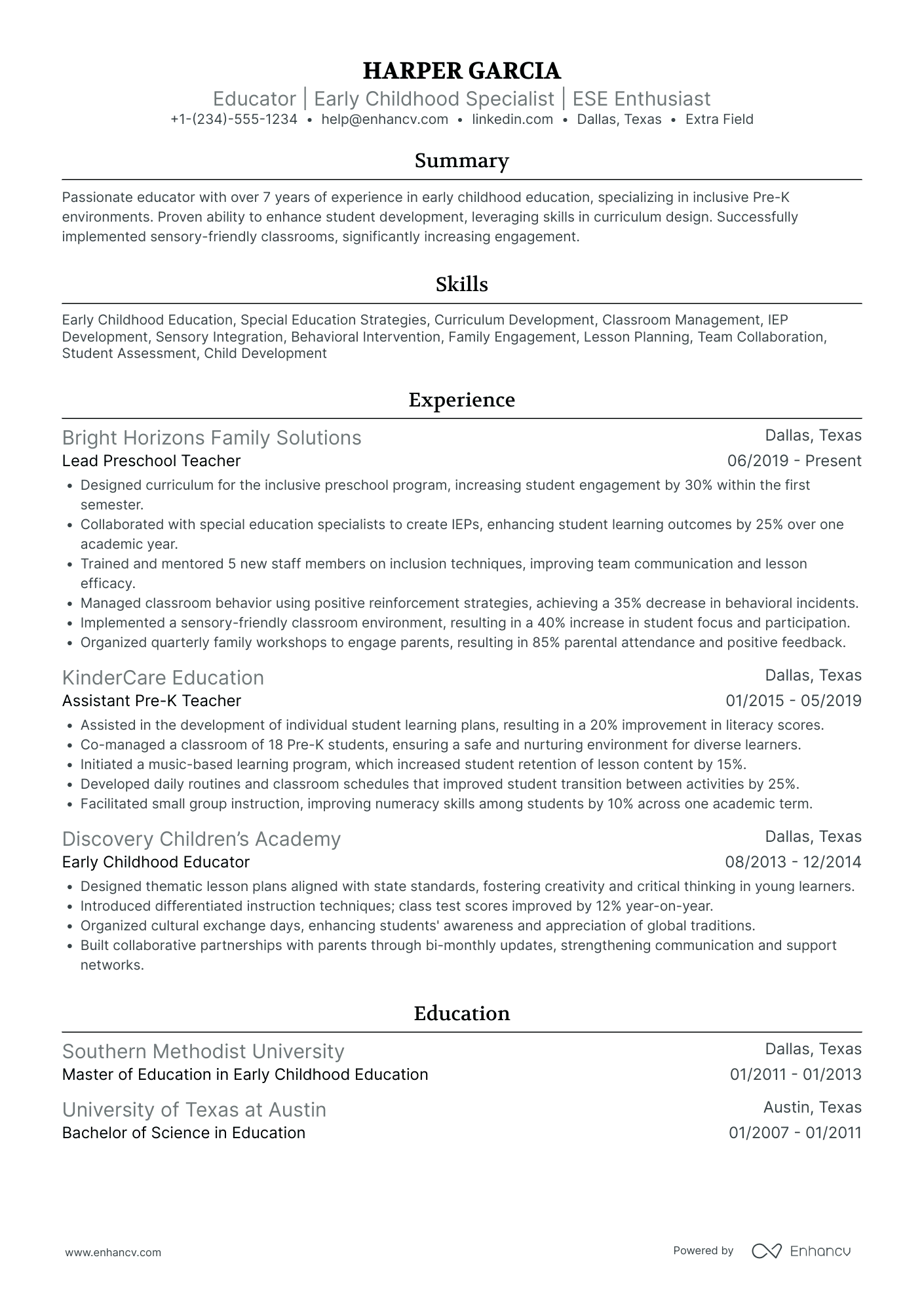 Child Care Aide Resume Example