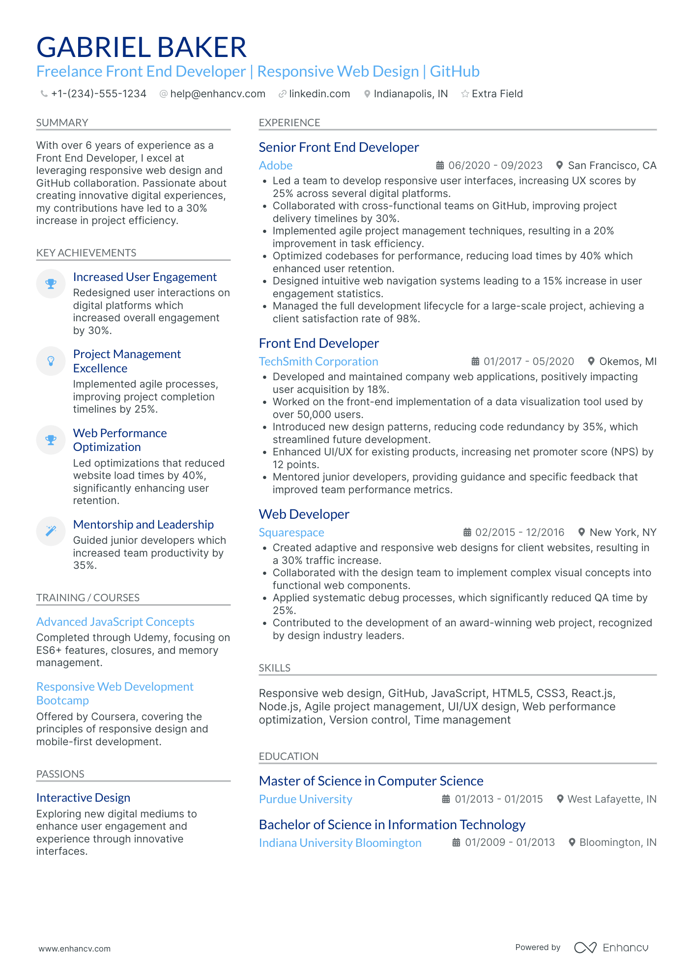 Freelance Software Engineer Resume Example