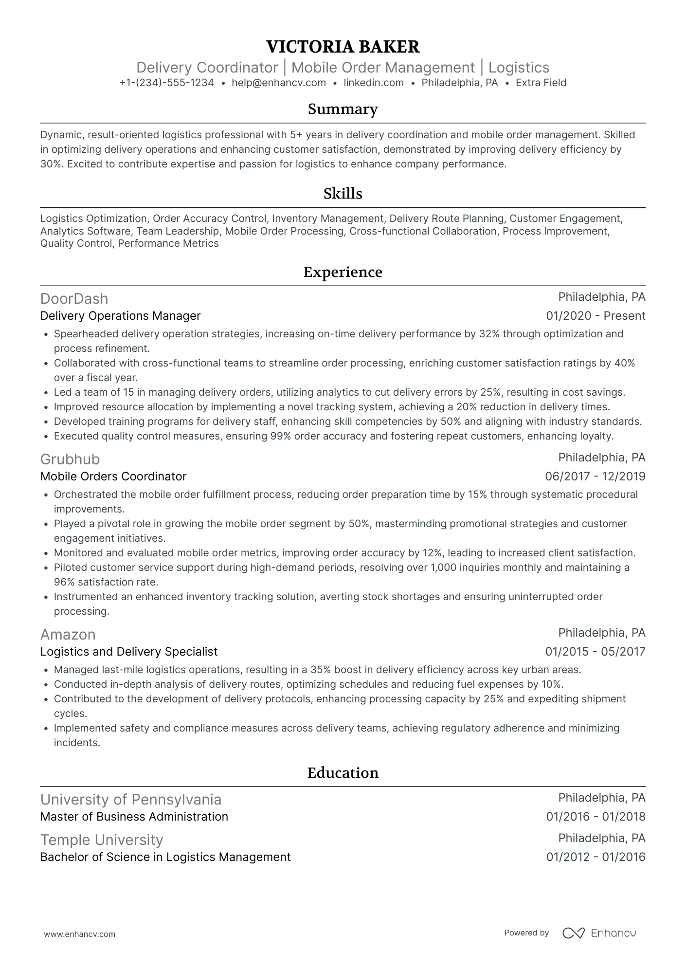 McDonalds Delivery Driver Resume Example