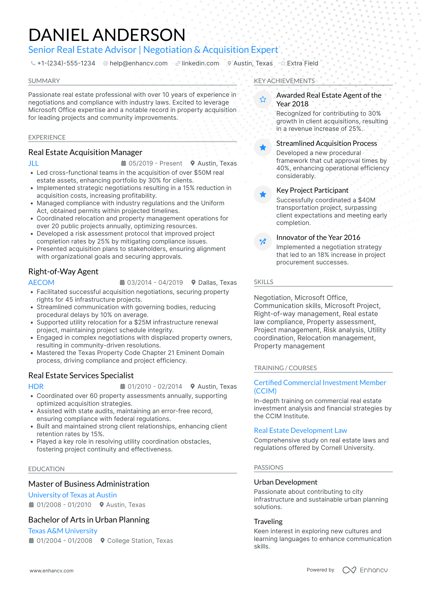 Senior Real Estate Agent Resume Example