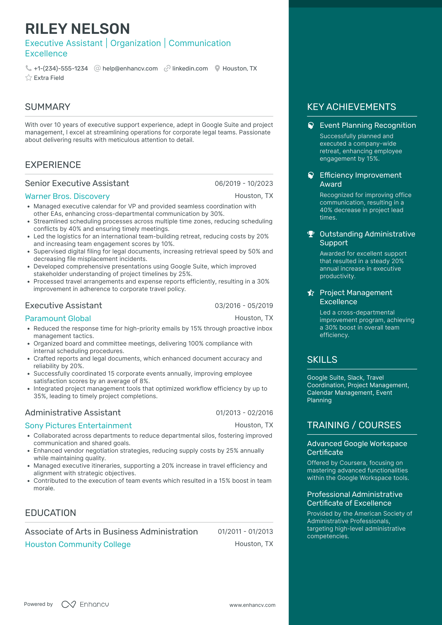 Executive Legal Assistant Resume Example