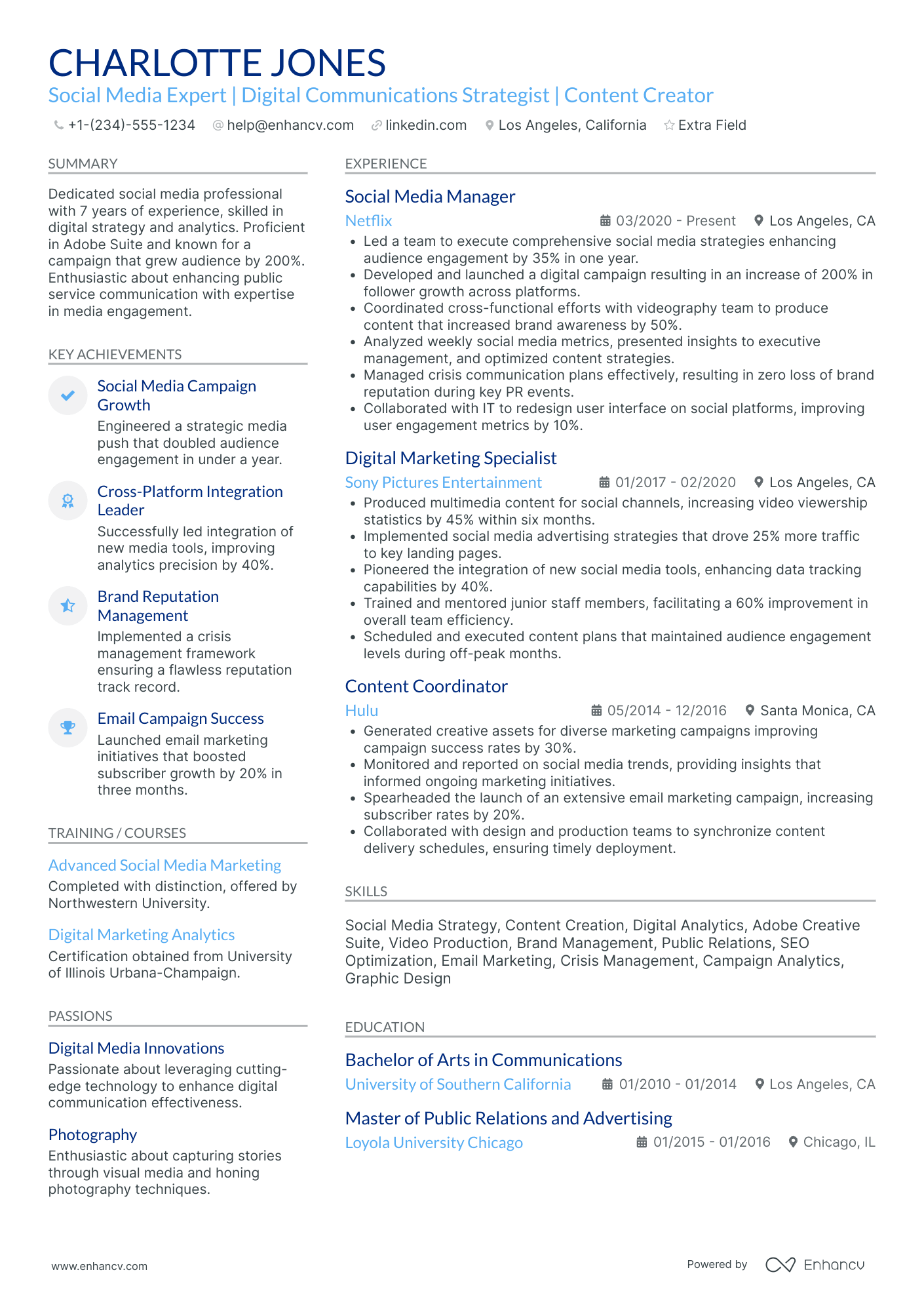 Social Media Marketing Designer Resume Example