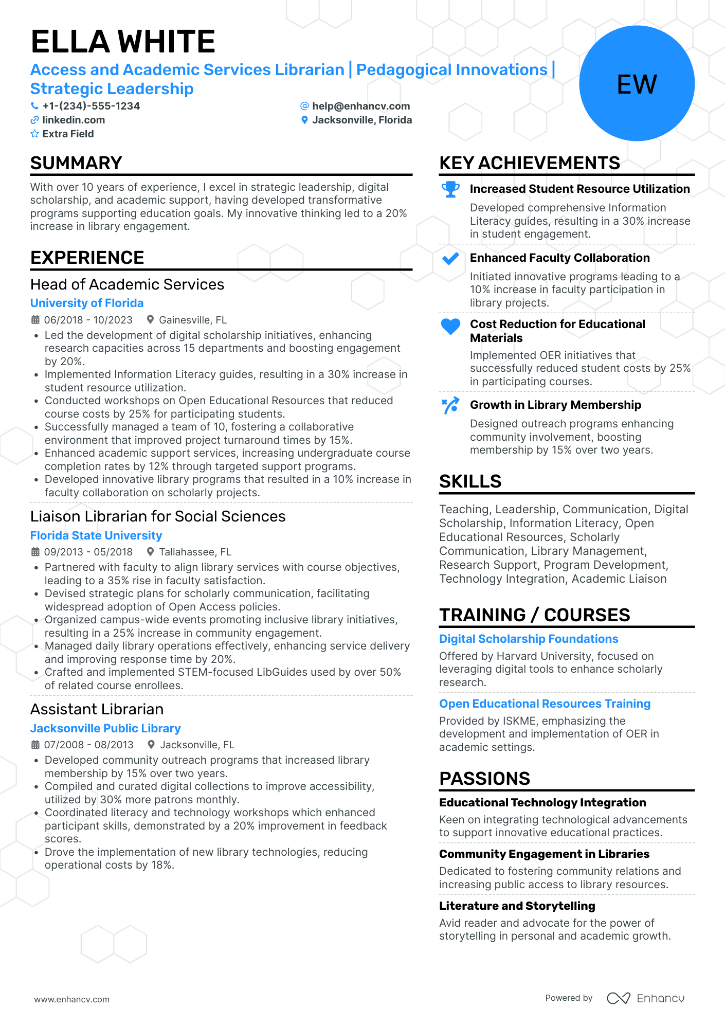 Senior Academic Librarian Resume Example