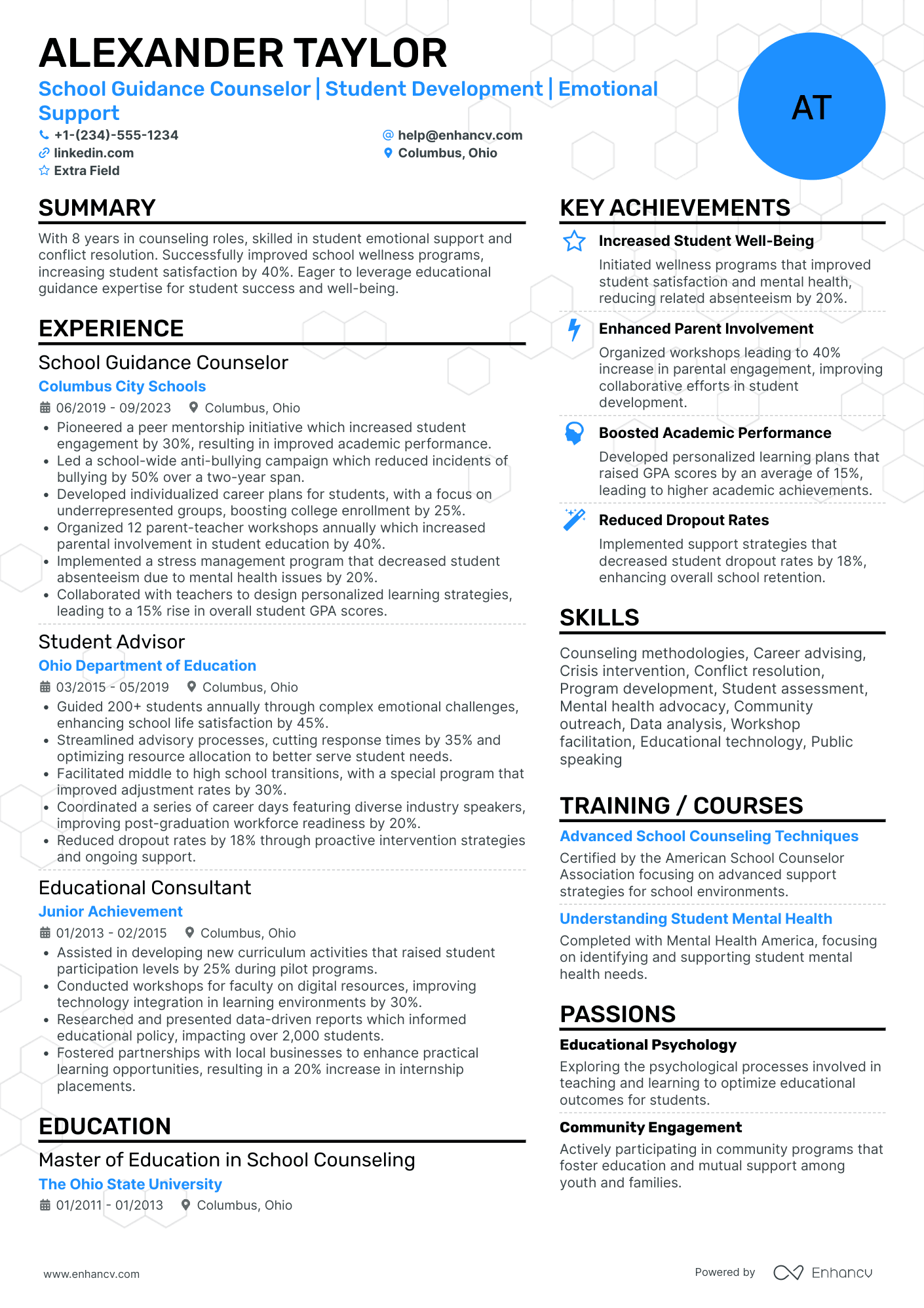 School Guidance Counselor Resume Example