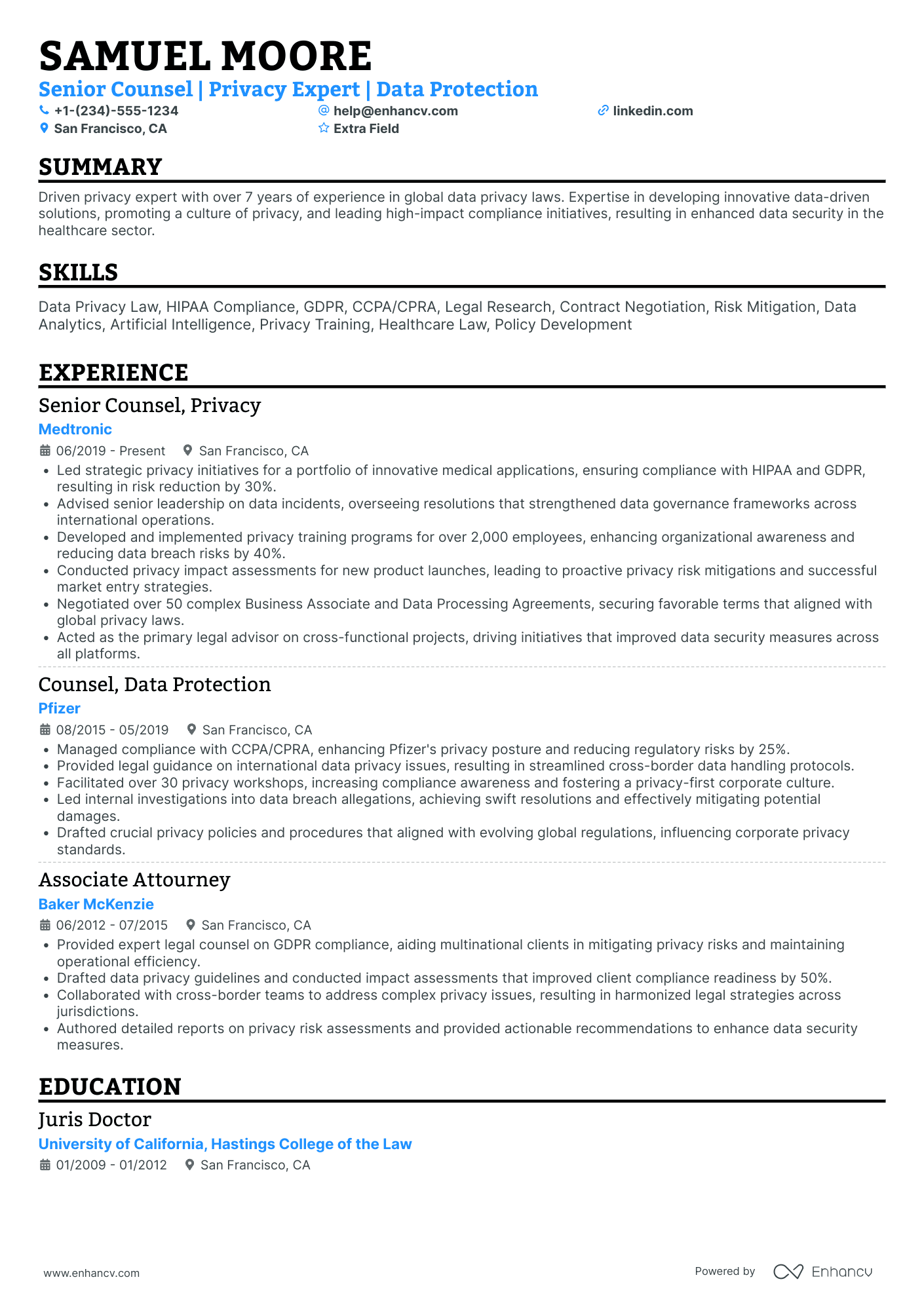 Senior Counsel Resume Example