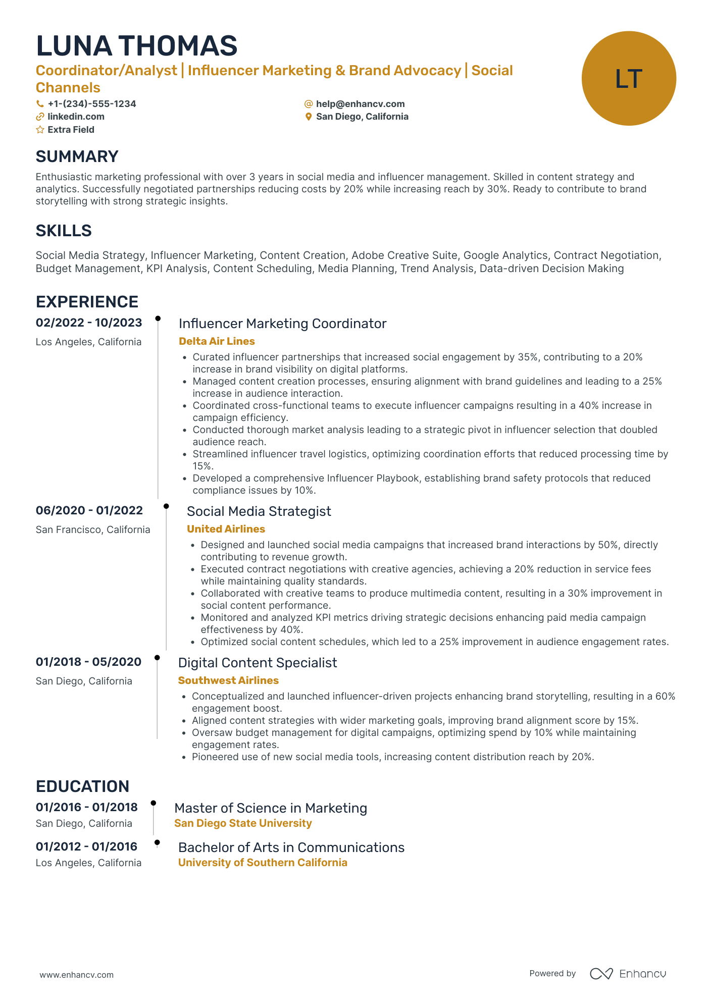 Social Media Engagement Coordinator Resume Example