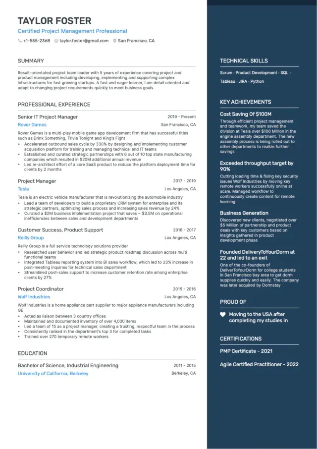 Resume created from Linkedin profile