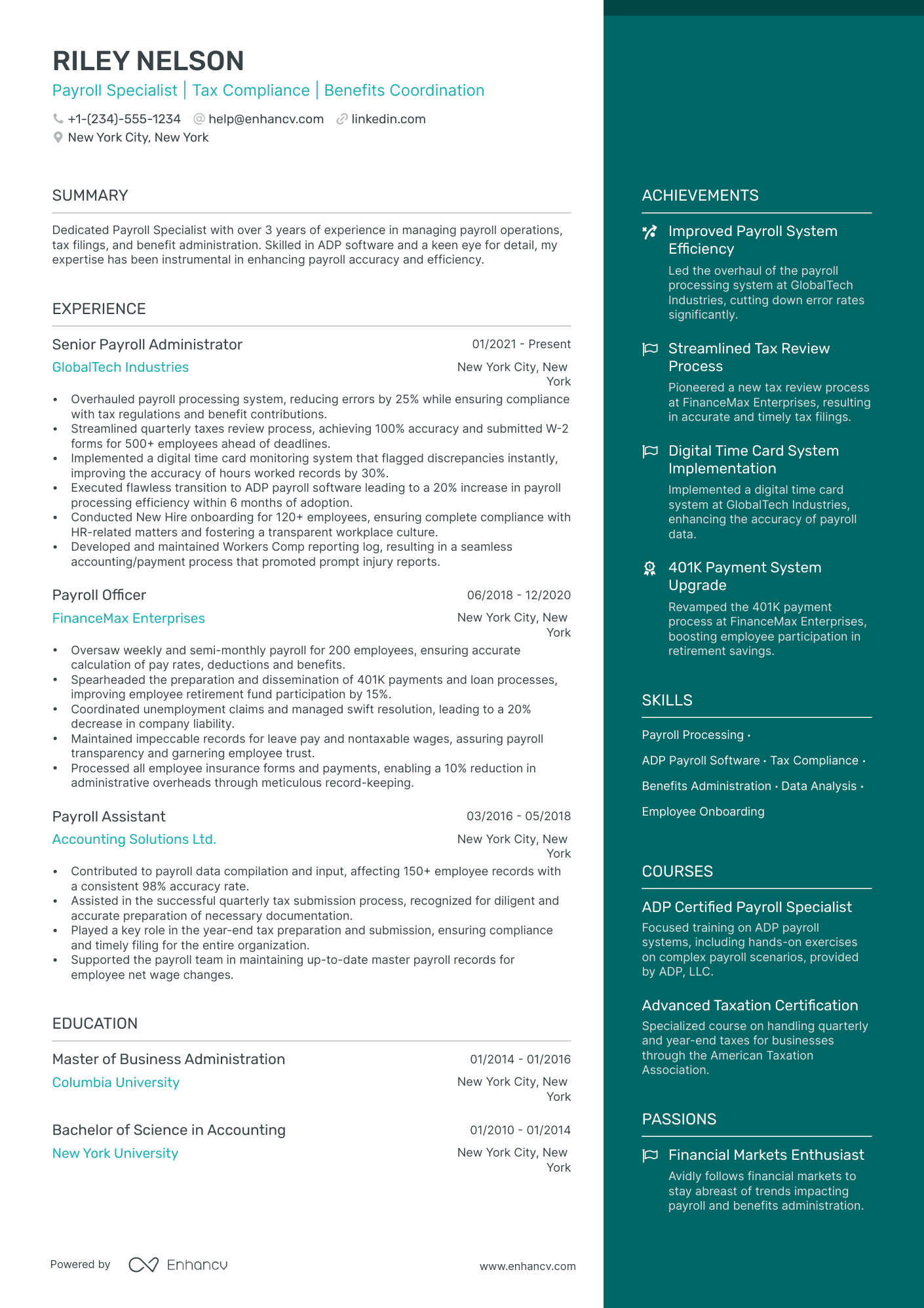 5 Payroll Admin Resume Examples & Guide for 2024