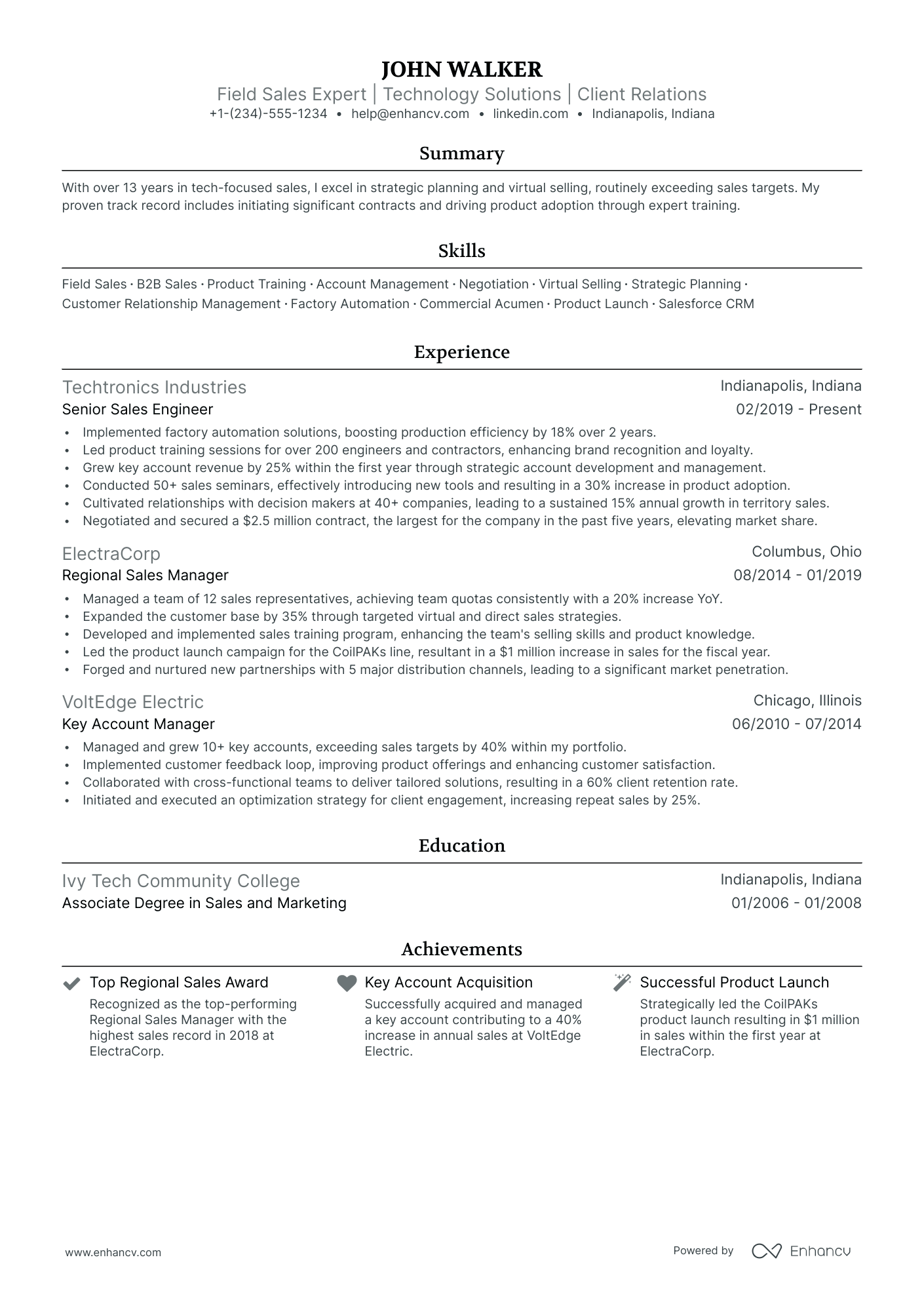 5 Field Sales Representative Resume Examples & Guide for 2024