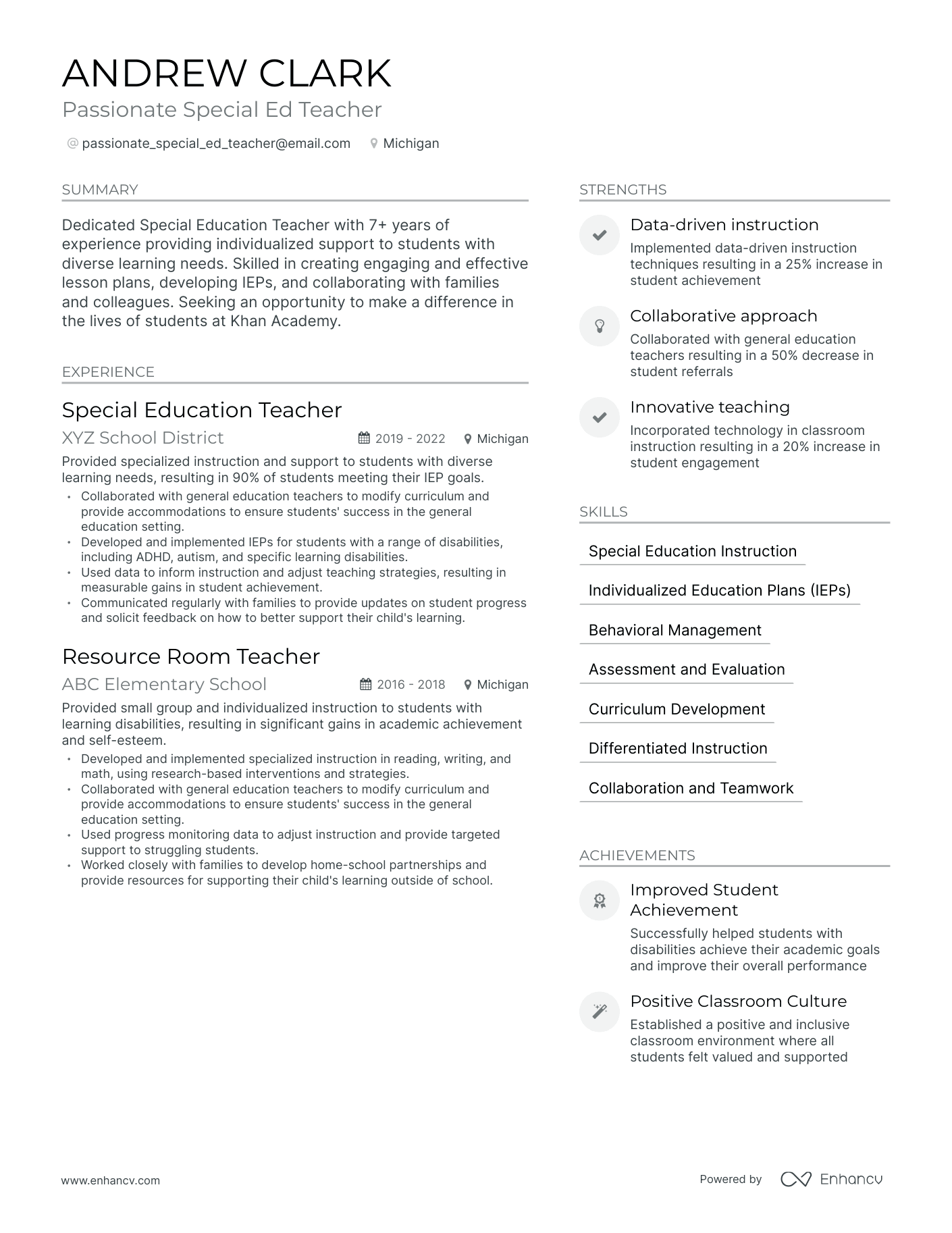 5 Special Ed Teacher Resume Examples & Guide for 2024