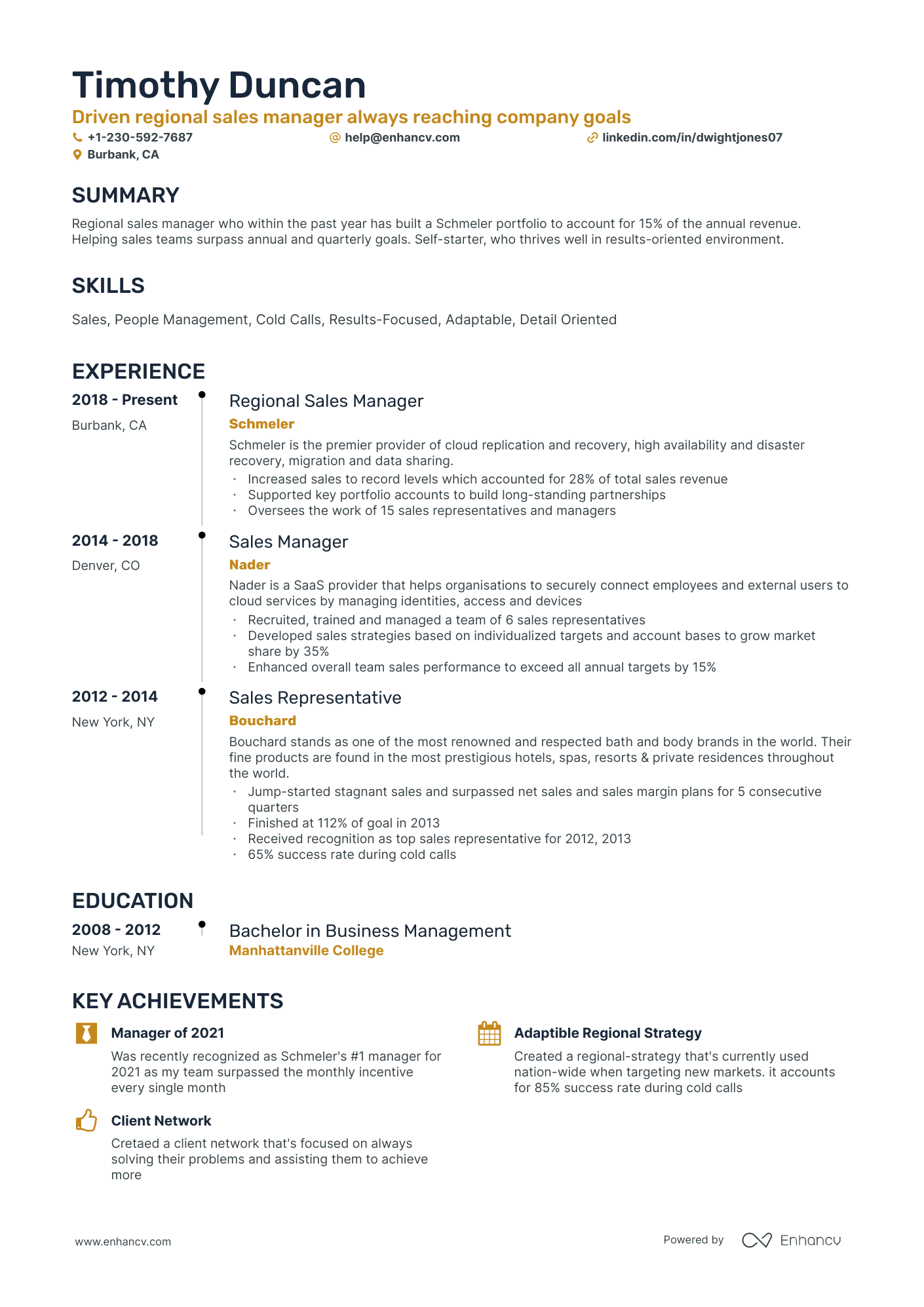 10 Regional Sales Manager Resume Examples & Guide for 2026