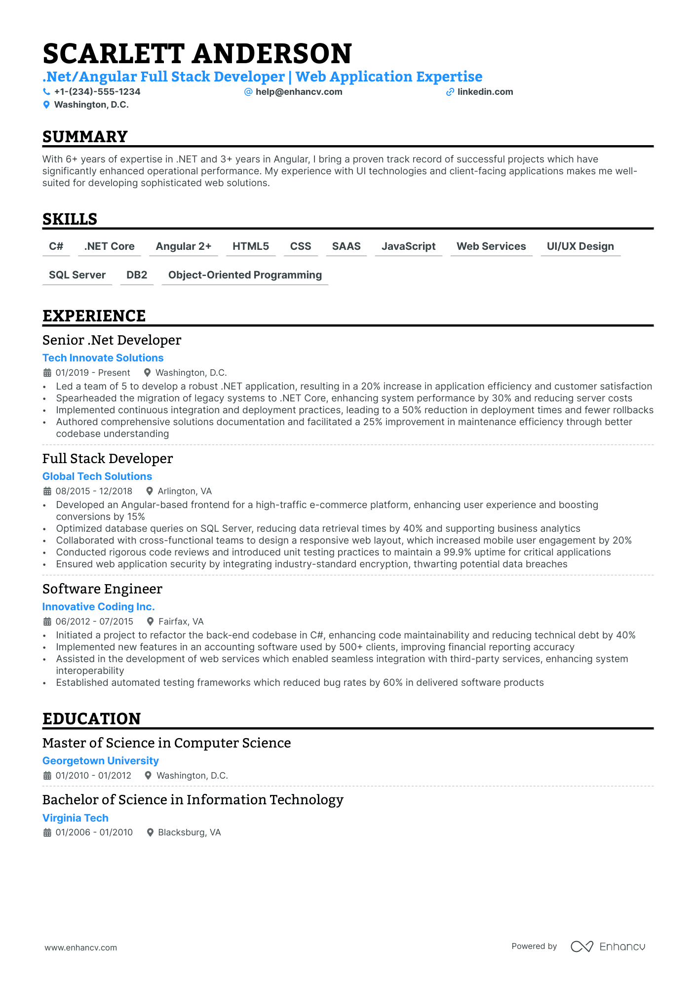 5 Angular Full Stack Developer Resume Examples & Guide for 2024