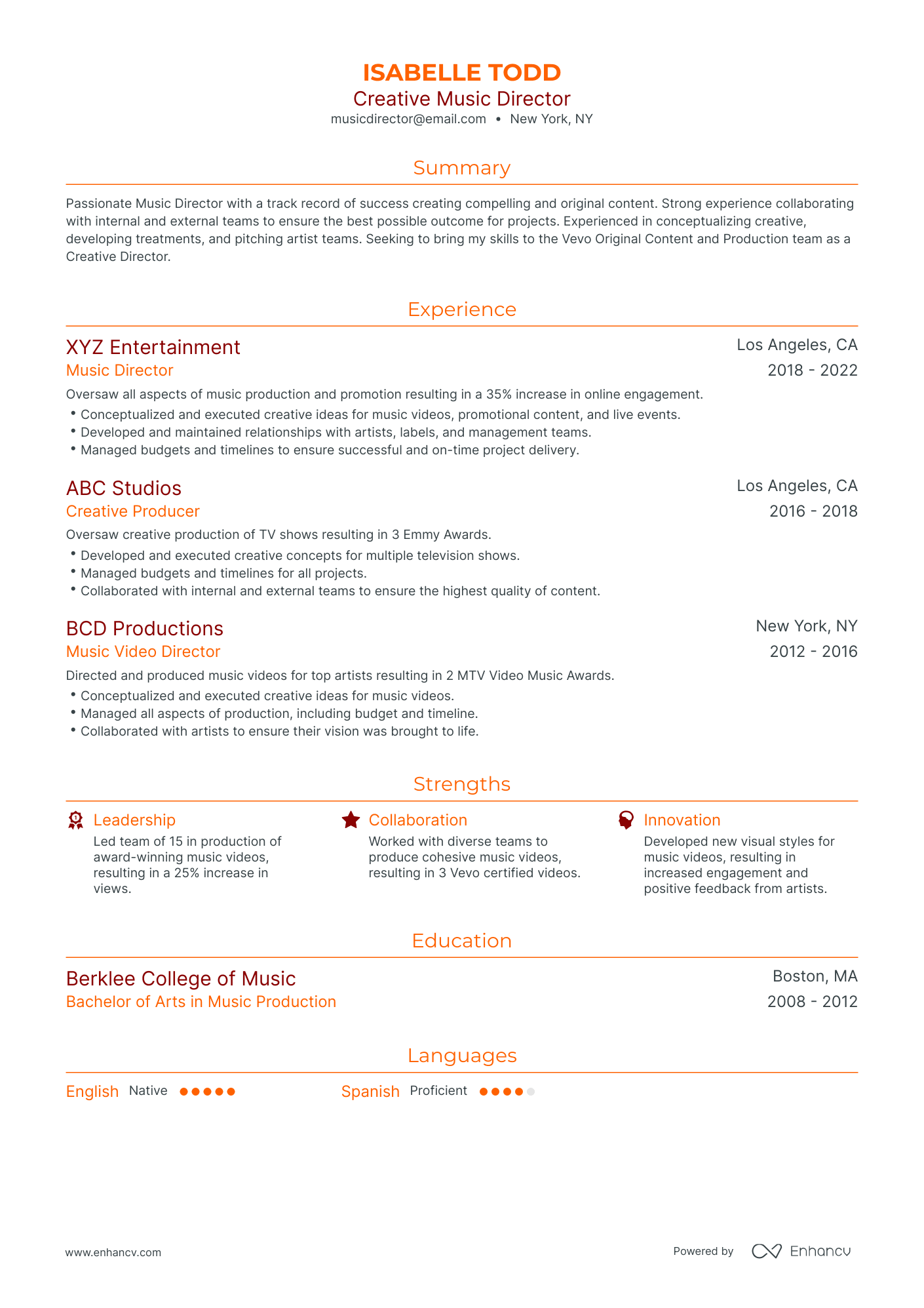 5 Music Director Resume Examples & Guide for 2023