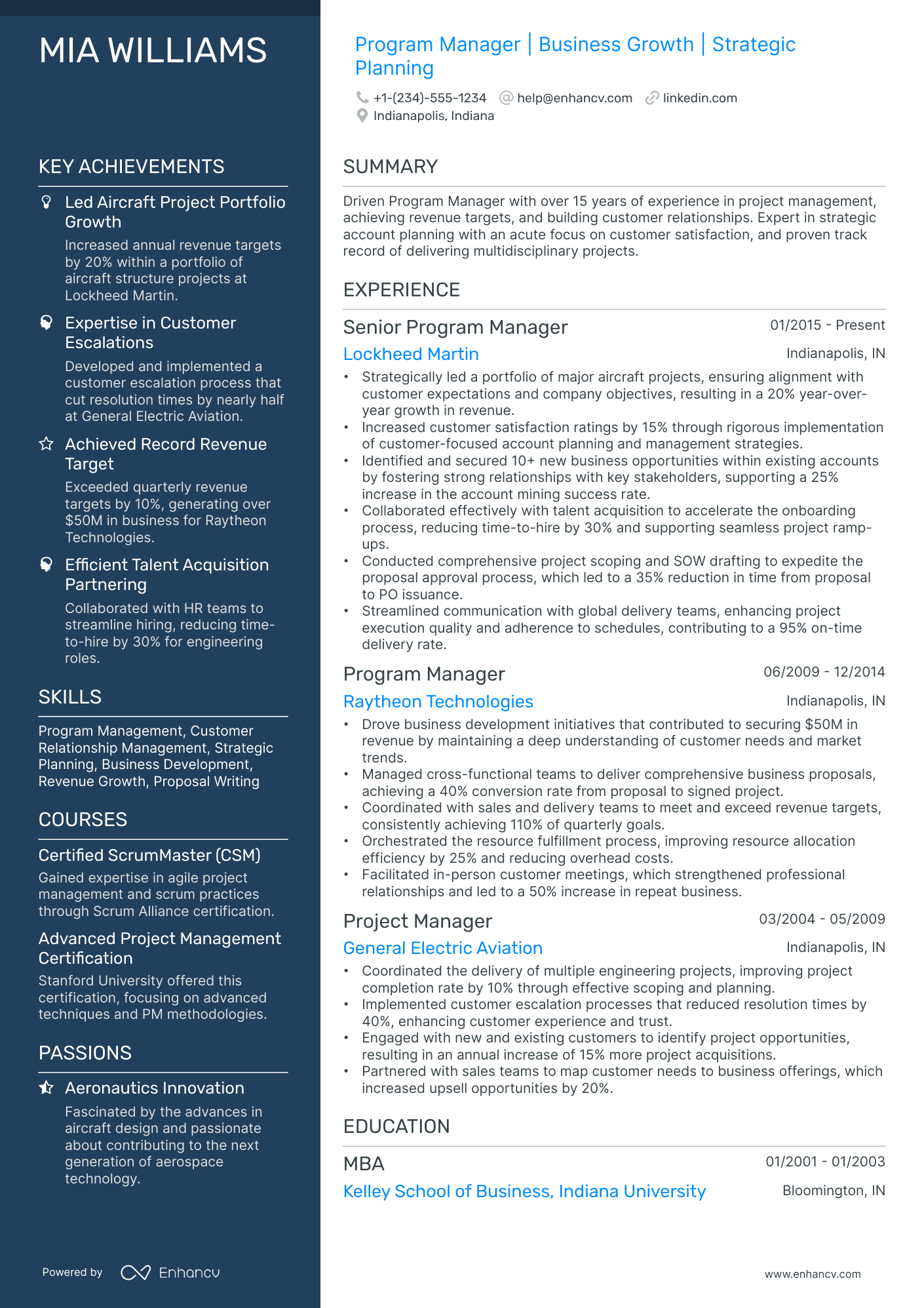 10 Aerospace Program Manager Resume Examples & Guide for 2026