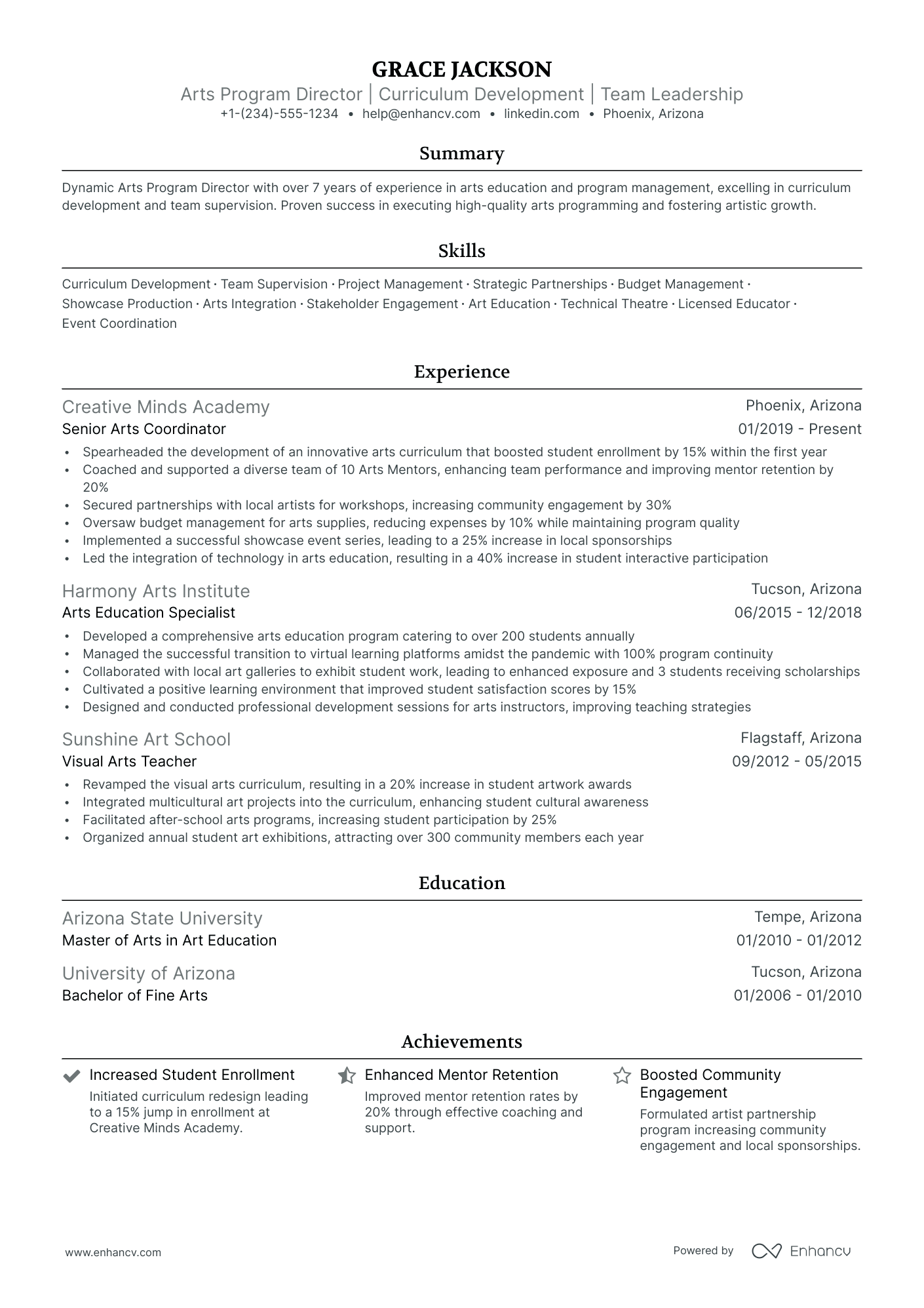 5 Artistic Director Resume Examples & Guide for 2024