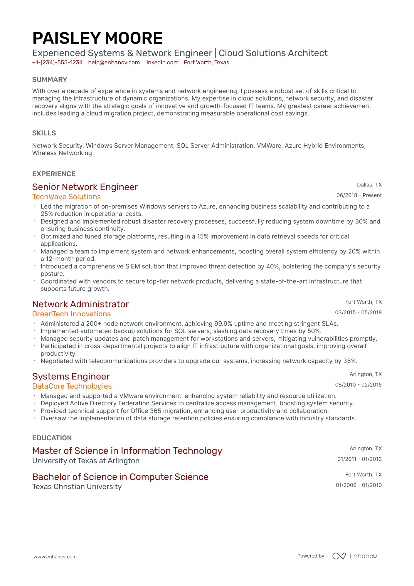 10 System And Network Engineer Resume Examples & Guide for 2026