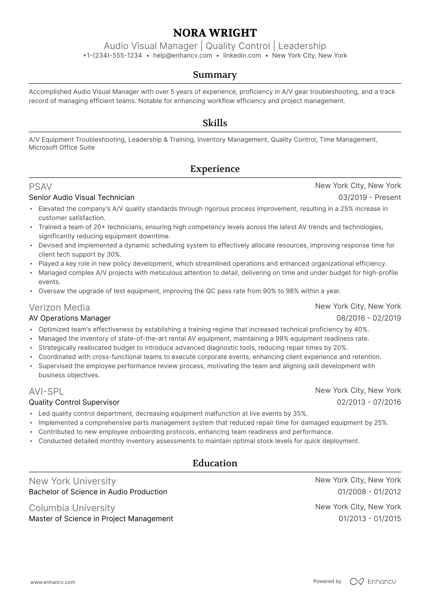 10 Quality Control Manager Resume Examples & Guide for 2025