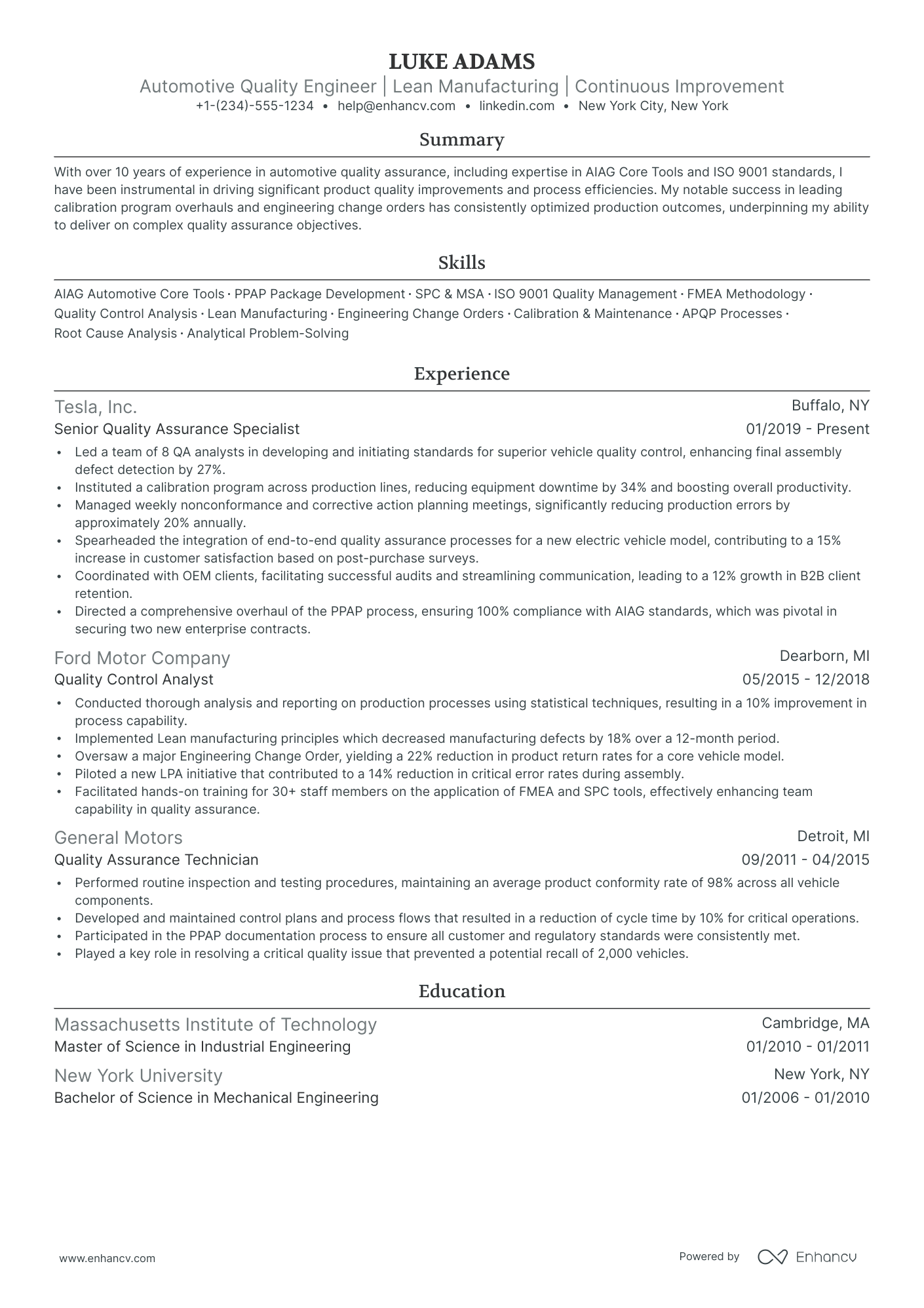 5 Automotive Engineering Resume Examples & Guide for 2024