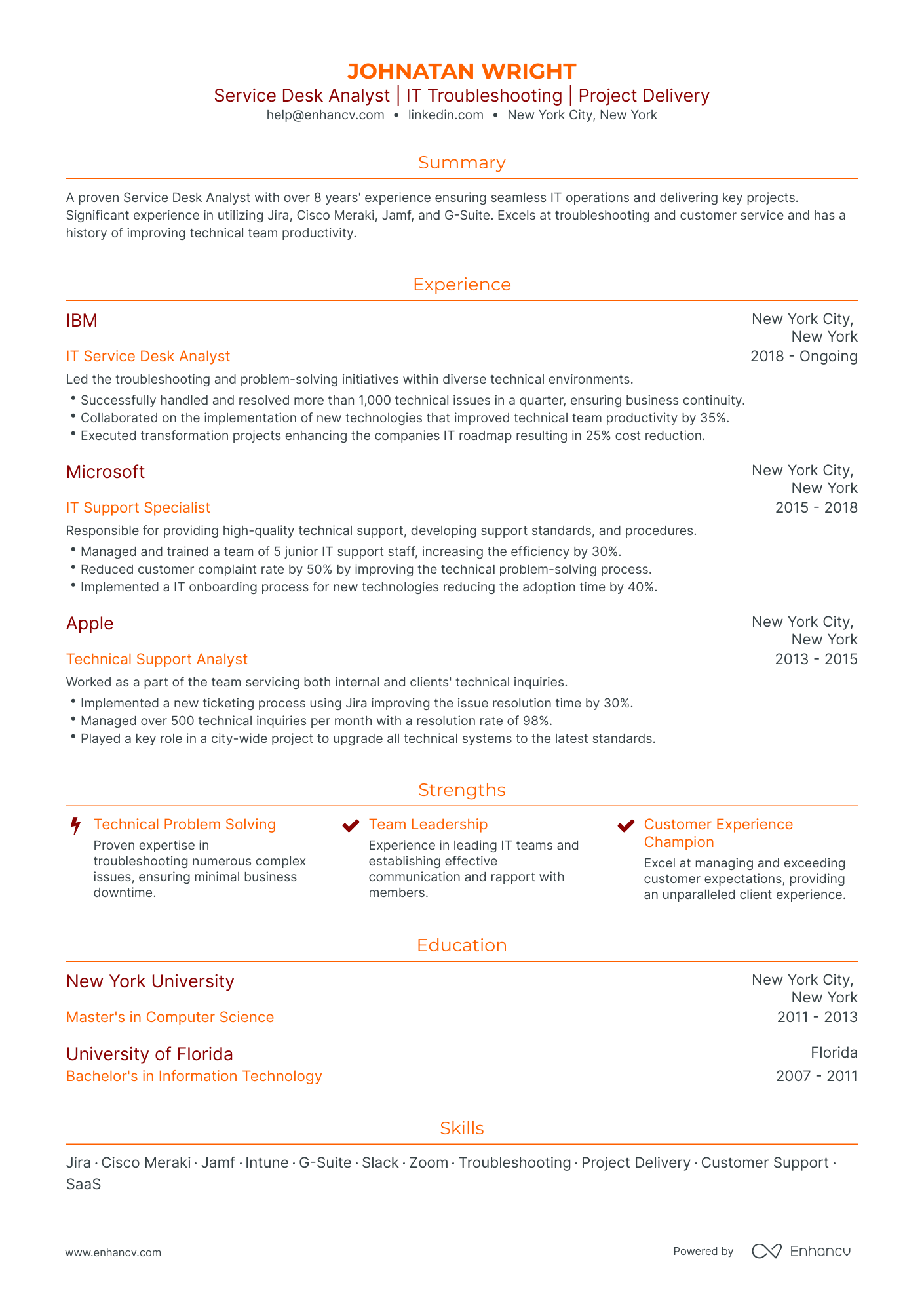 service desk analyst resume objective