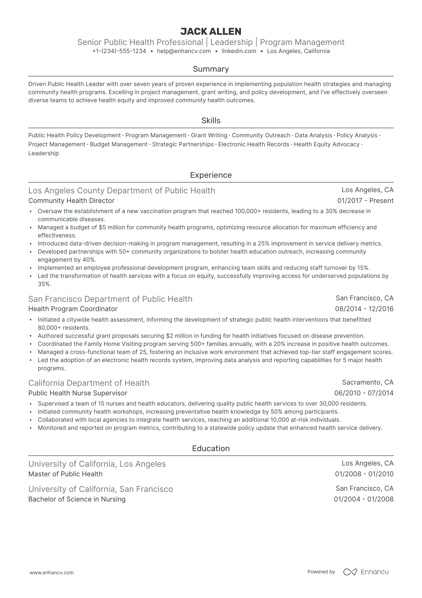 5 Public Health Program Manager Resume Examples & Guide for 2024