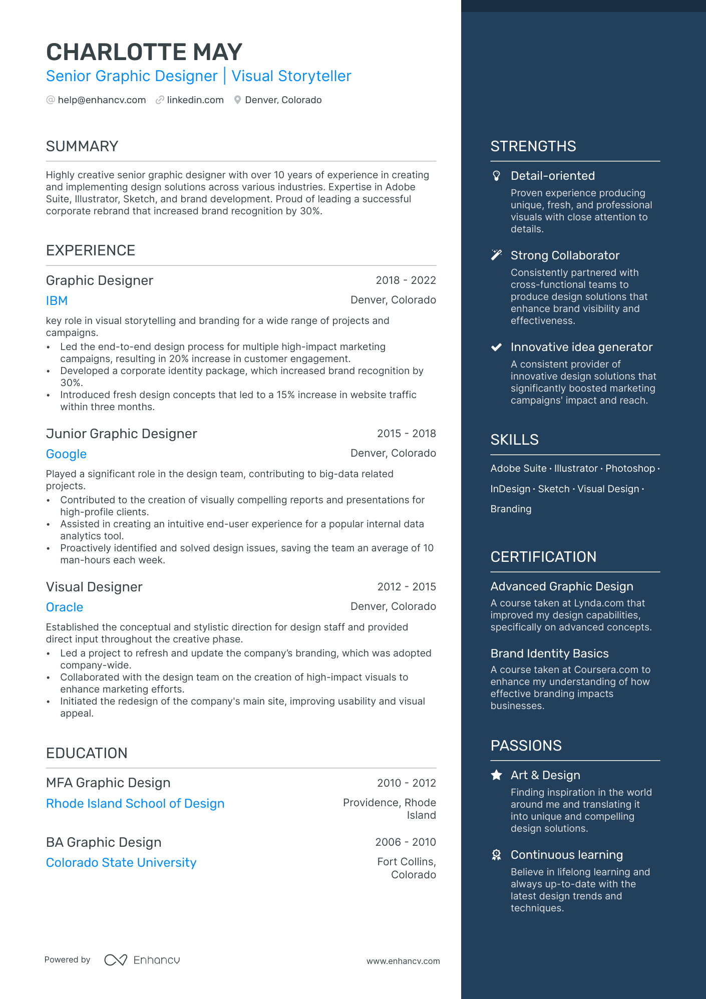 5 Senior Graphic Designer Resume Examples & Guide for 2024