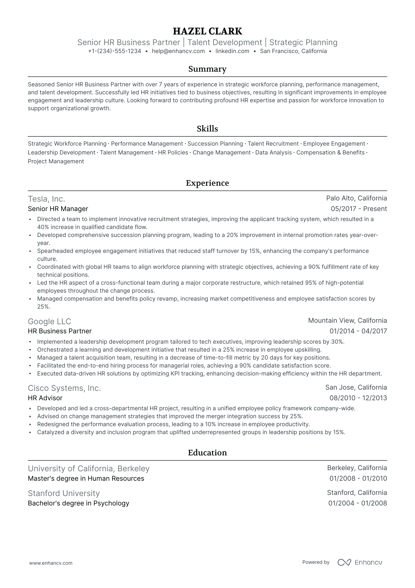 5 HR Business Partner Resume Examples With 10/10 Score In 2025