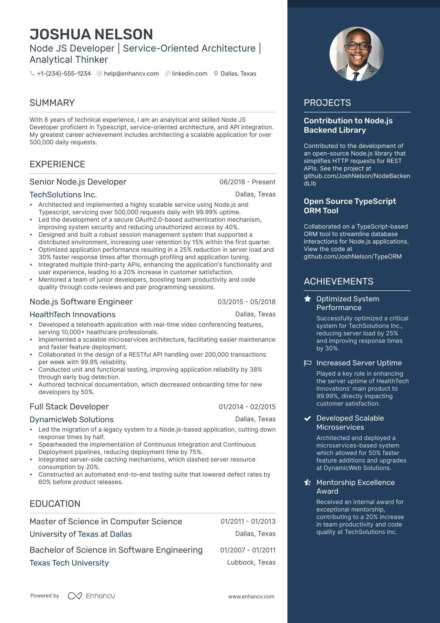 5 Node Js Developer Resume Examples & Guide for 2024