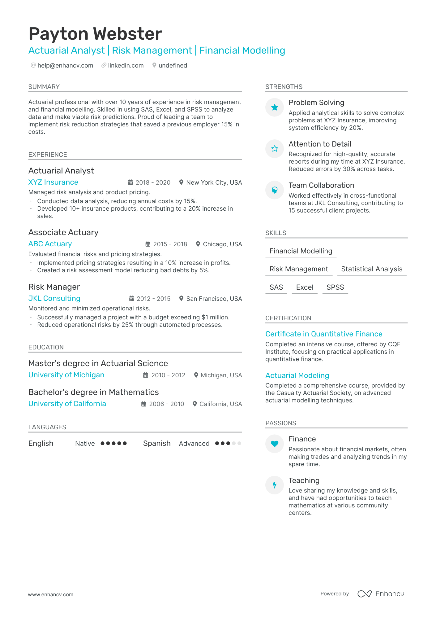 5 Actuary Internship Resume Examples & Guide for 2025