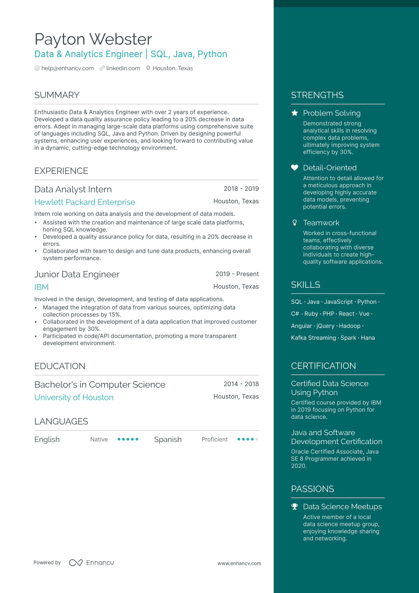 21 Data Engineer Resume Examples & Guide for 2024