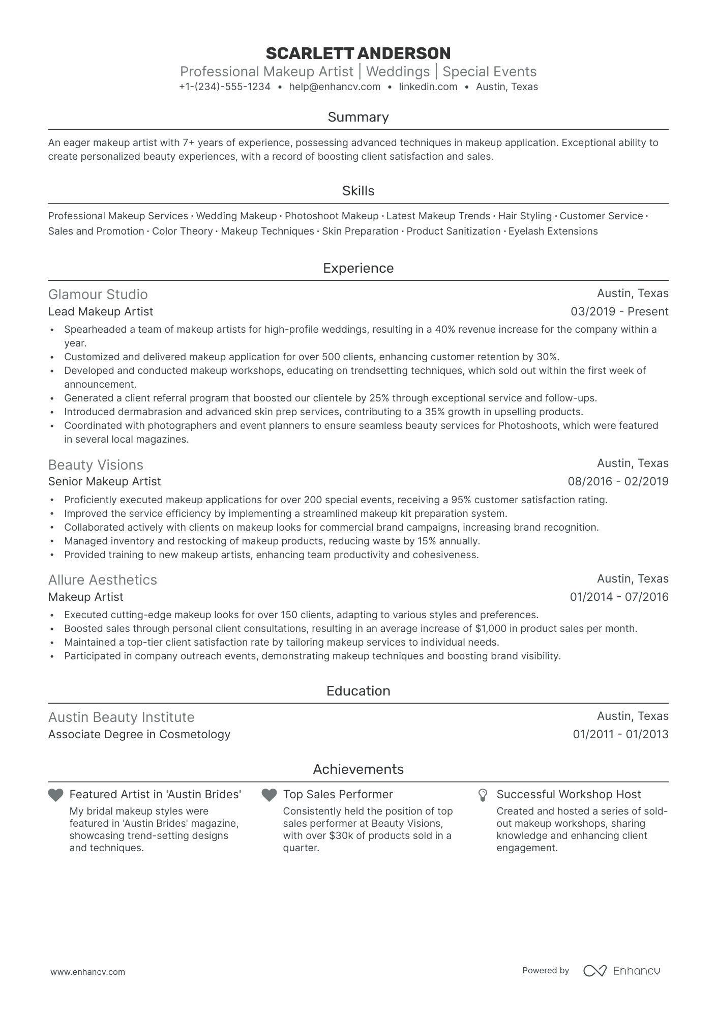 5 Freelance Makeup Artist Resume Examples & Guide for 2024