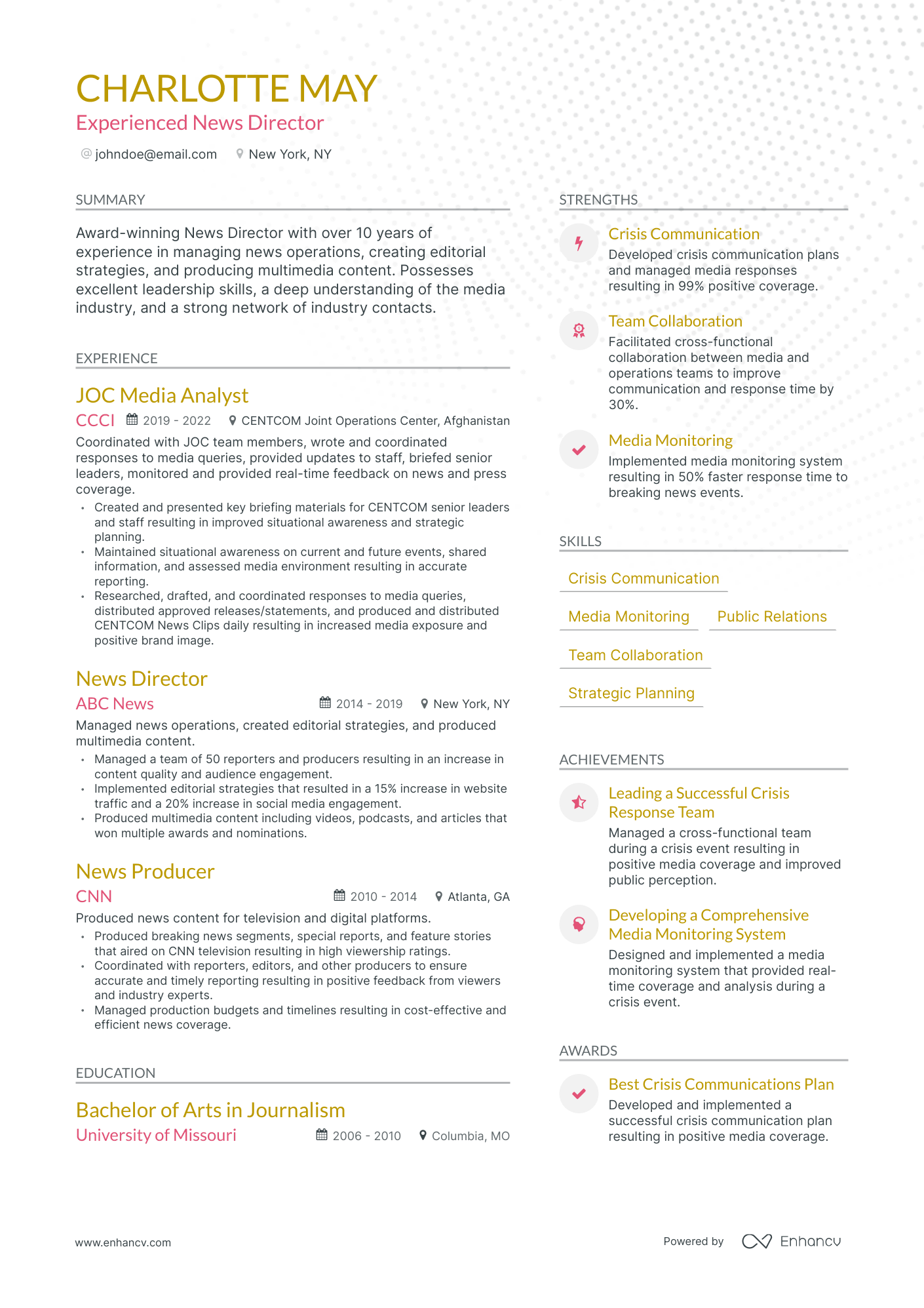 news director resume