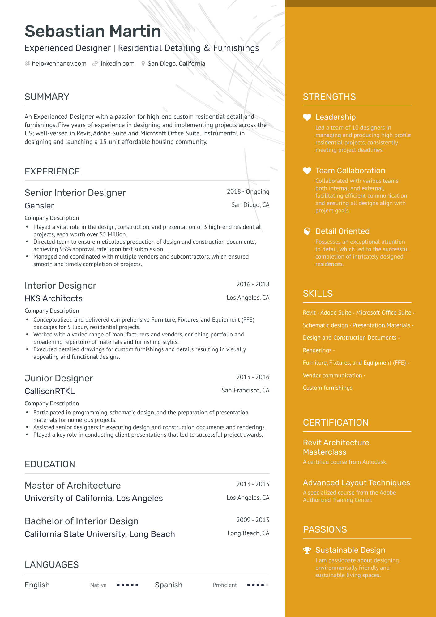 7 Interior Designer Resume Examples - AHR0cHM6Ly9jZG4uZW5oYW5jdi5jb20vcHJlZGVmaW5lZC1leGFtcGxlcy85U0pERHhET2l2Zk9zMUg1VFlkVkhBSElyMEg1OTJVTUJJeUFUY0o2L2ltYWdlLnBuZw~~. 