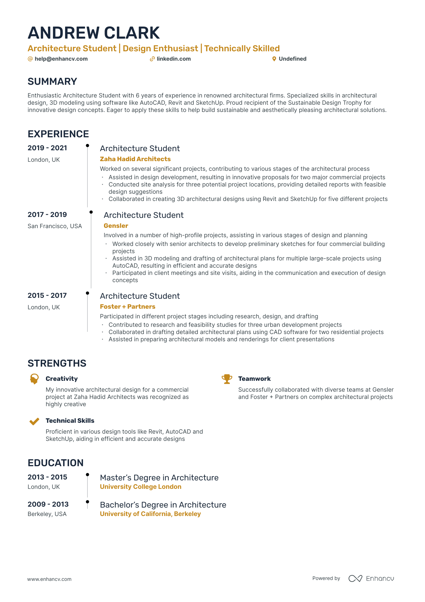 5 Architecture Student Resume Examples & Guide for 2024