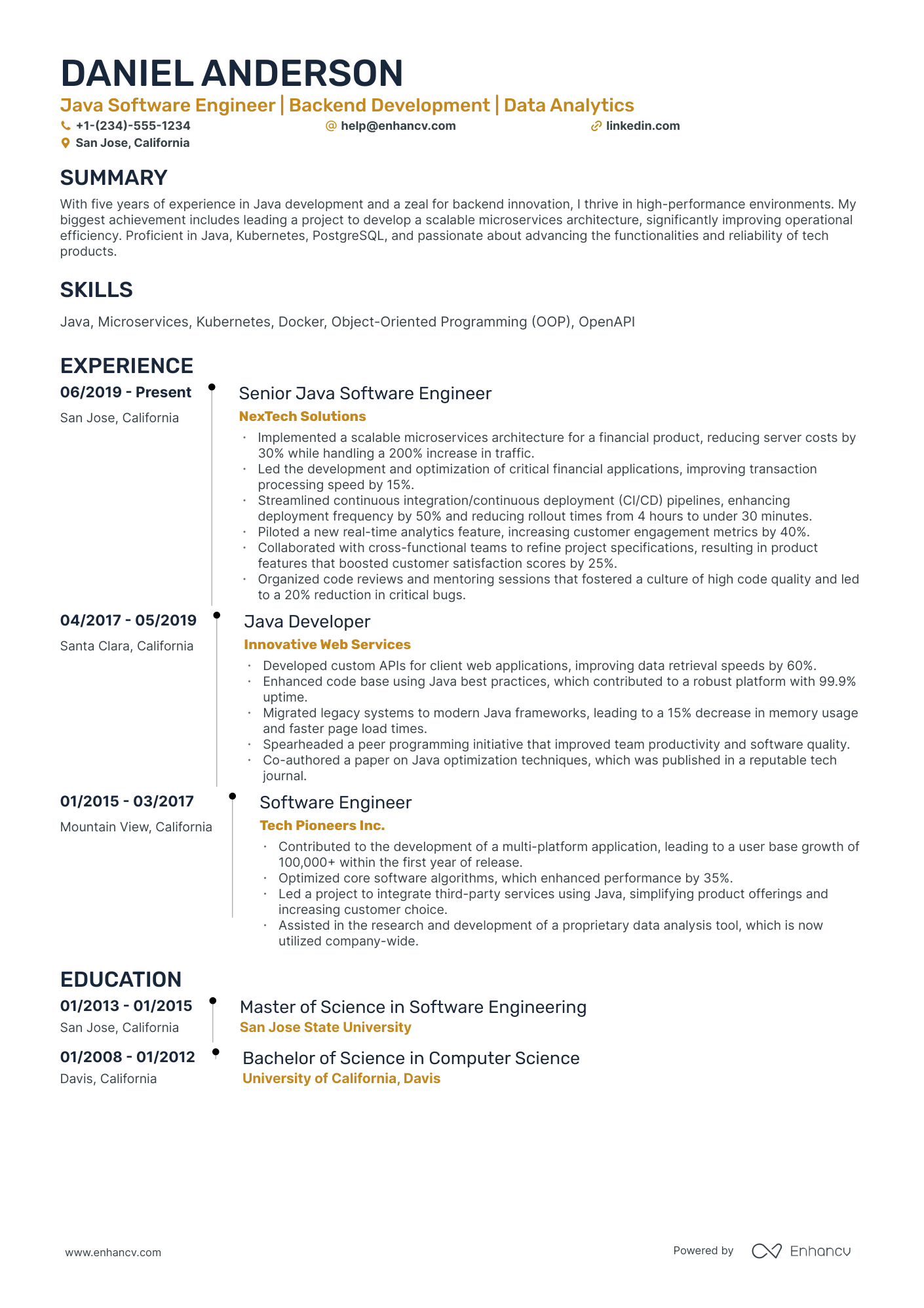 10 Java Software Engineer Resume Examples & Guide for 2025