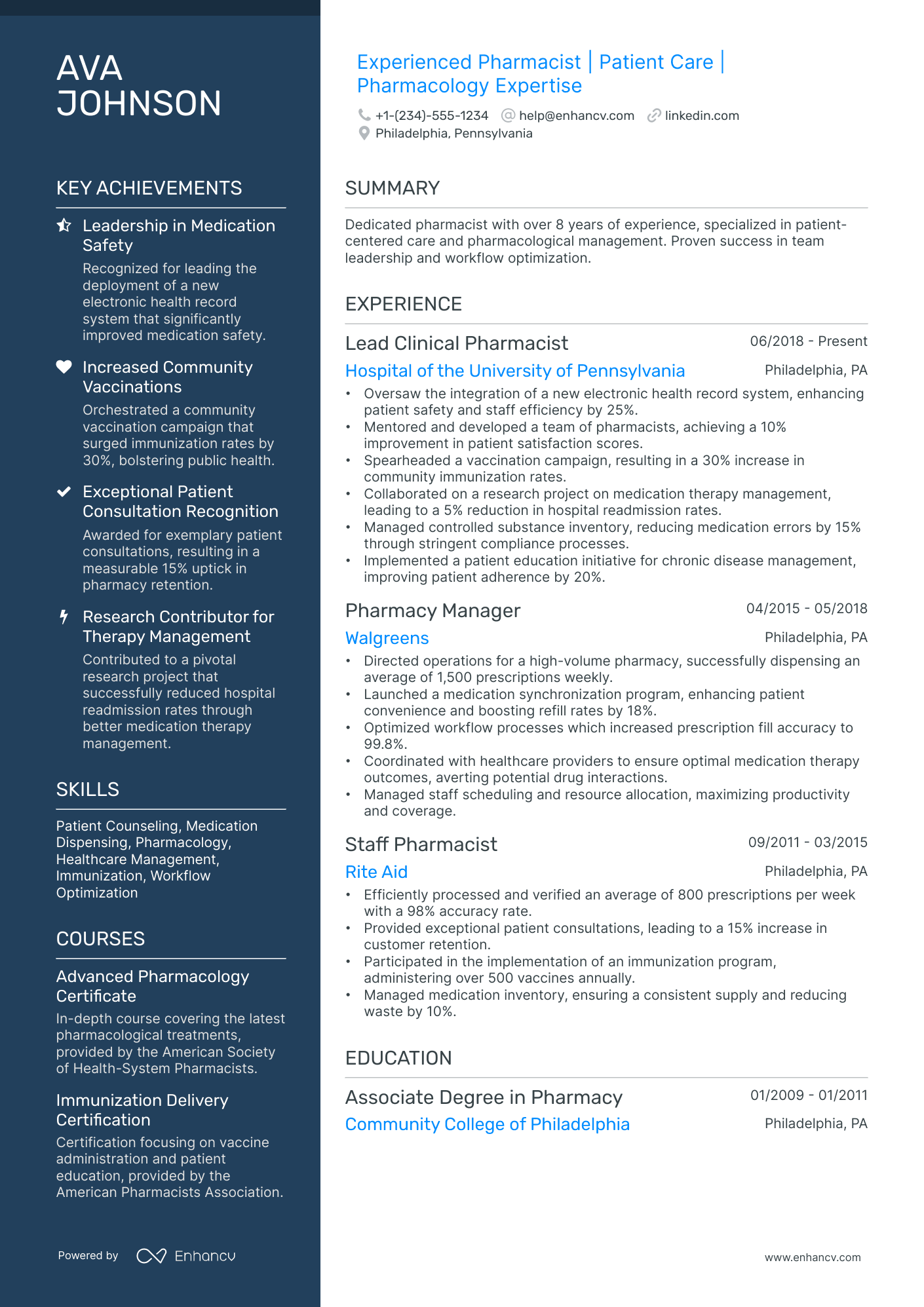 10 CVS Pharmacist Resume Examples & Guide for 2025