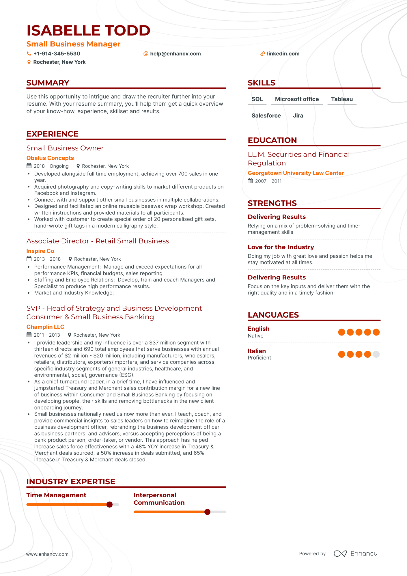 Small Business Manager Resume Examples & Guide for 2023 (Layout, Skills ...