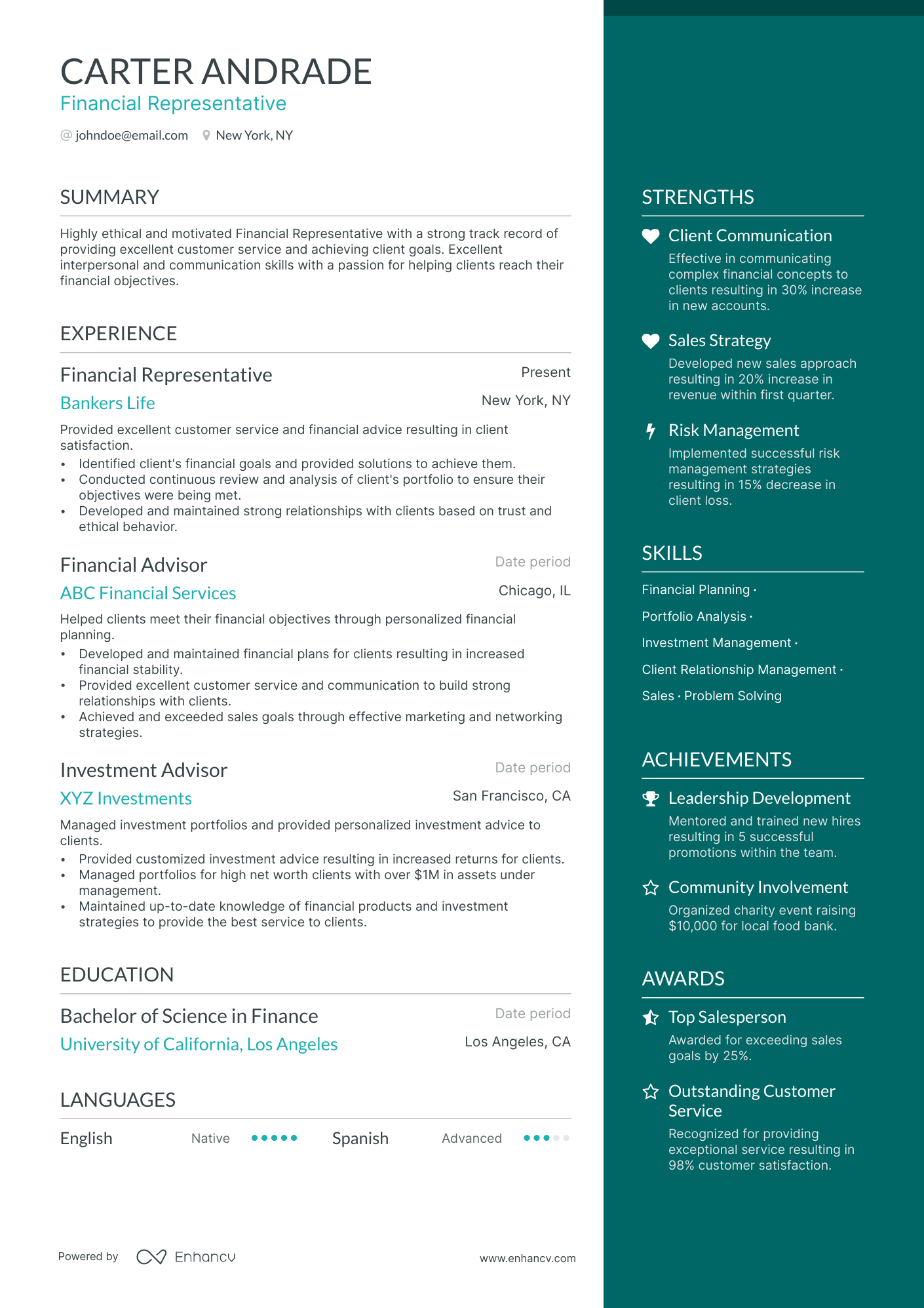 8 Finance Specialist Resume Examples & Guide for 2024